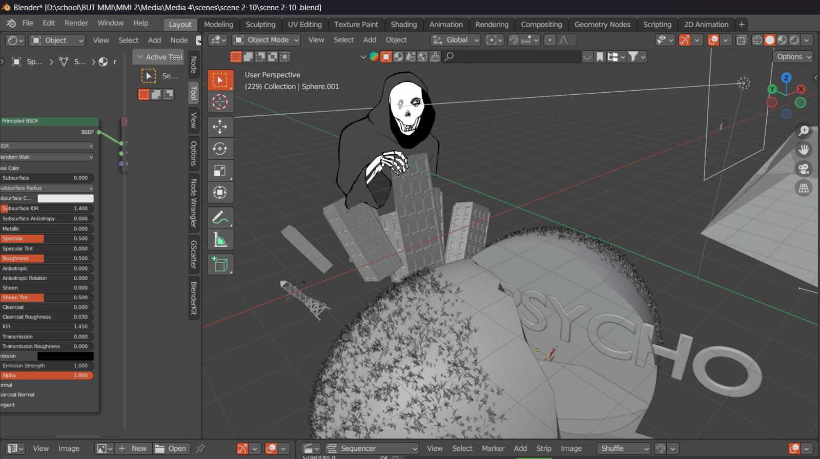 Partie en 3D sur Blender avec du Grease Pencil