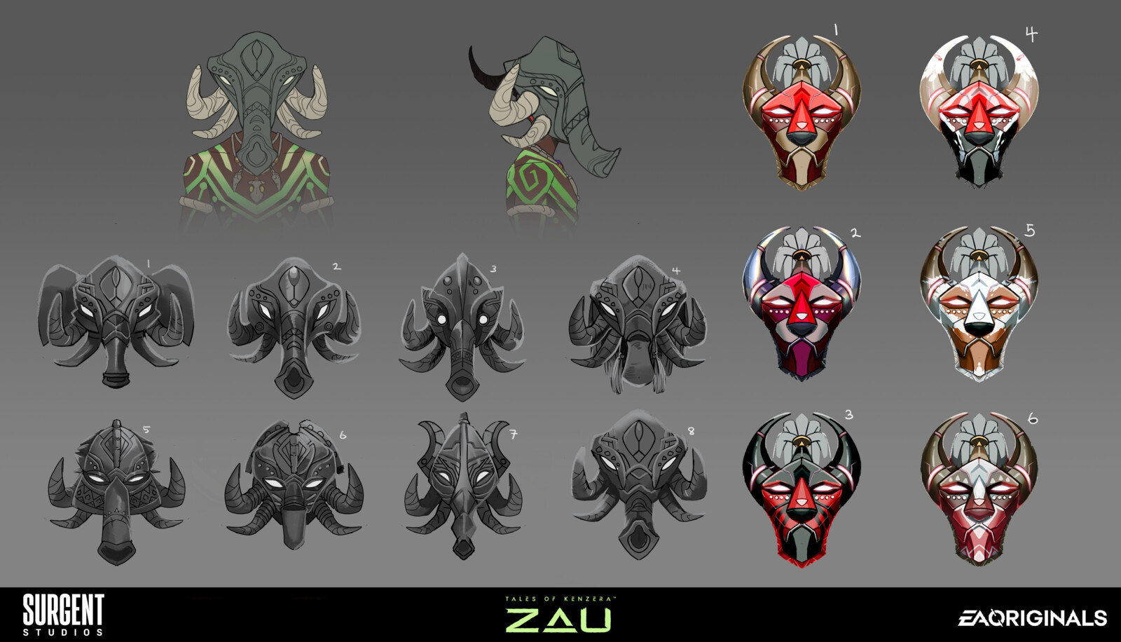 Bajudin and Mamira mask sketches