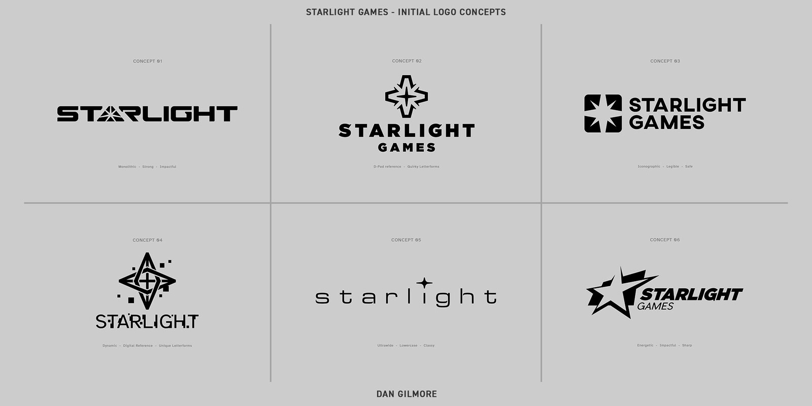 Initial batch of concepts supplied for client to choose their preferred direction