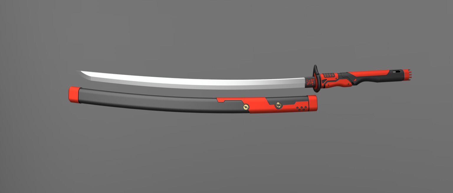 ArtStation - Demon Slayer Tanjiro Cyberpunk Katana With Sheath