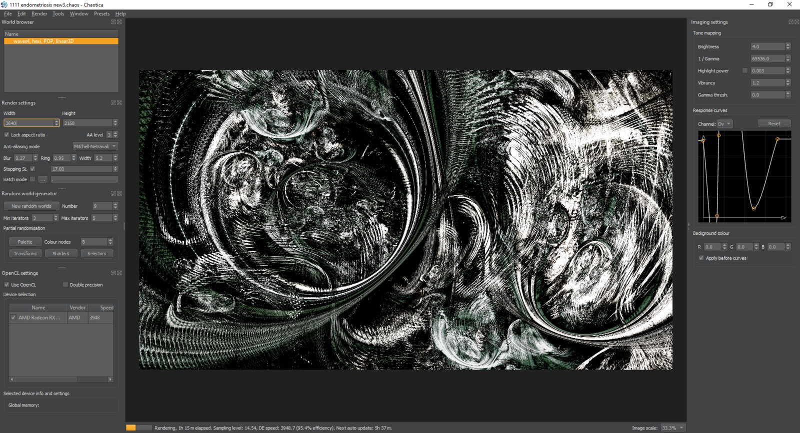 working shot, render in progress. note "crushed" response curves