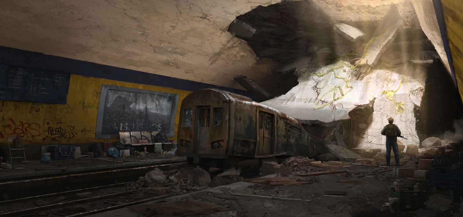Collapsed metro roof