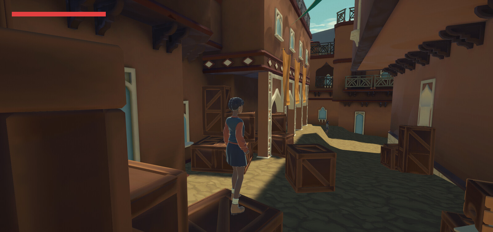 A backstreet in the residential area where players can parkour to access a specific building.