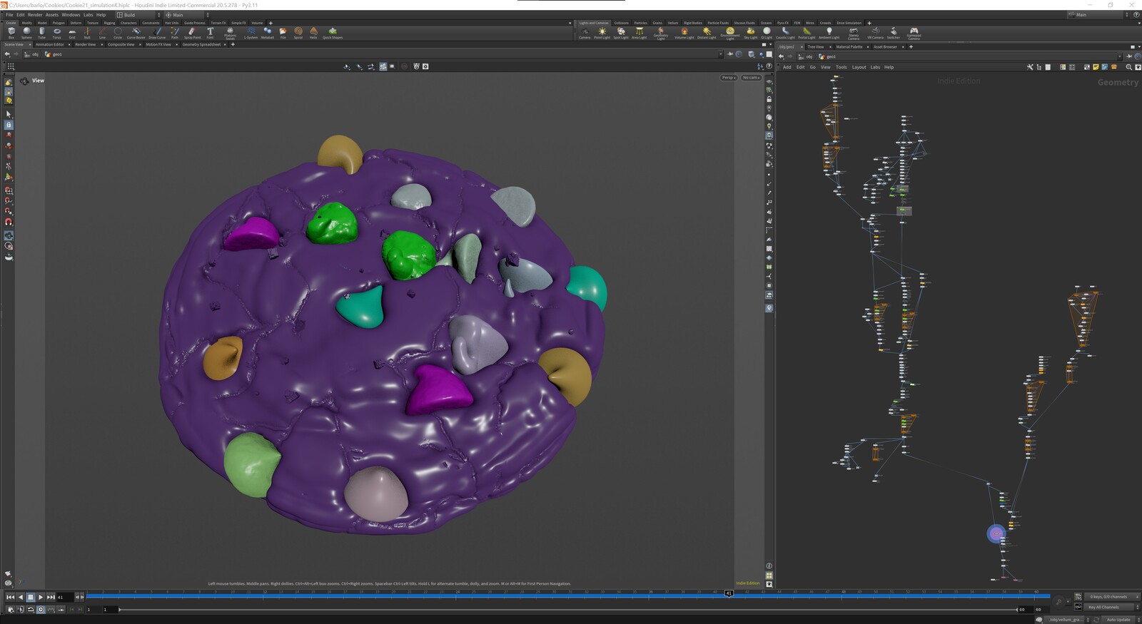 Screenshot of Cookie graph in Houdini