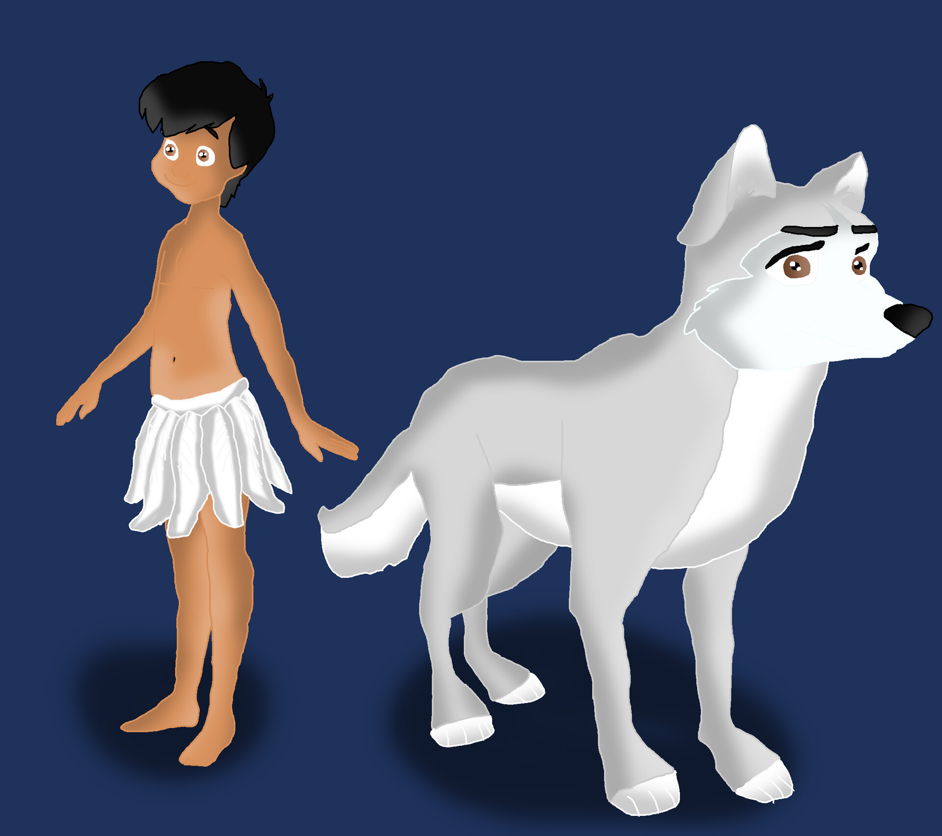 ArtStation - Mowgli and his wolf mother, Raksha