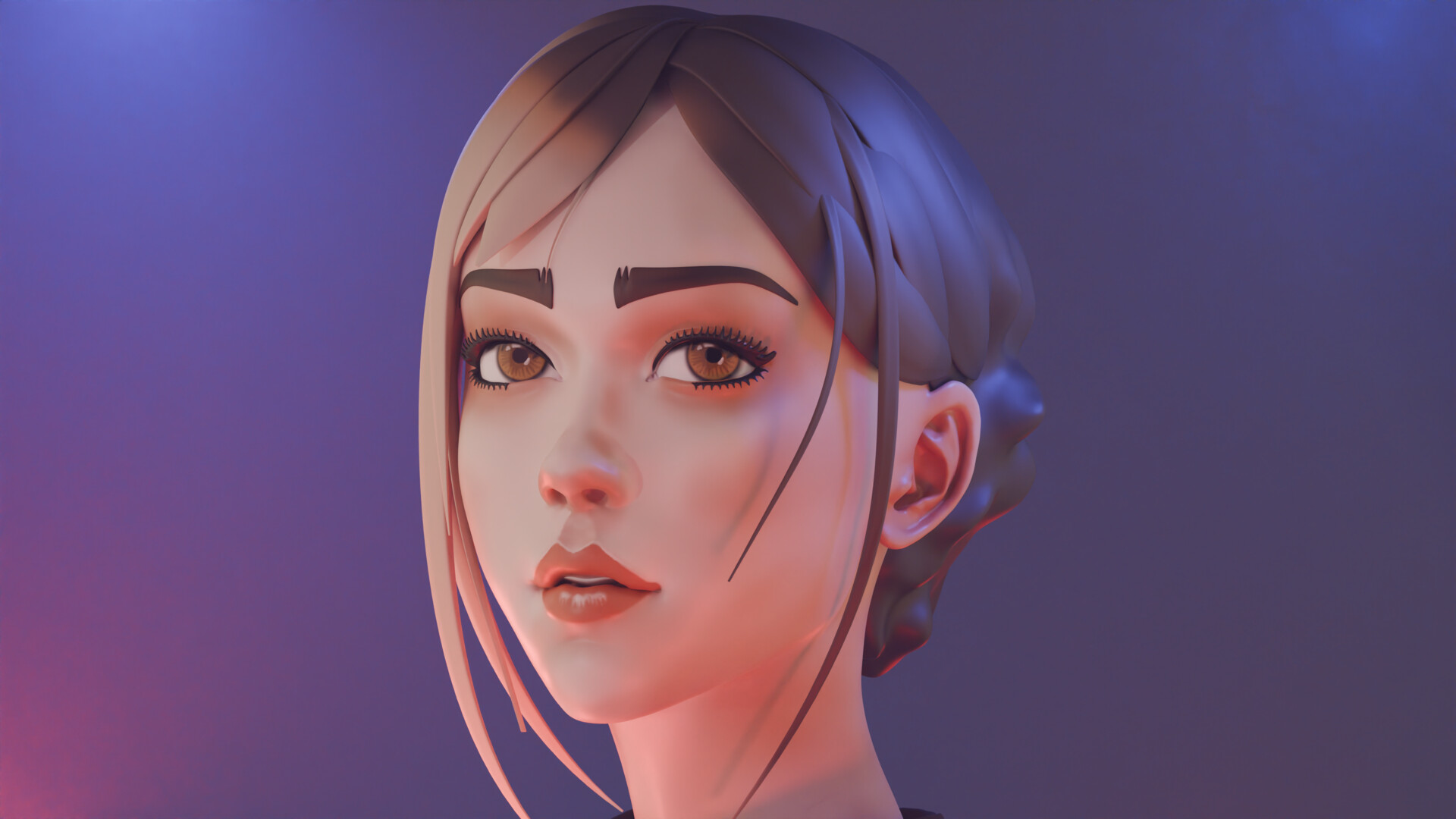 ArtStation - Random, beautiful face of a woman in Blender - polypainting