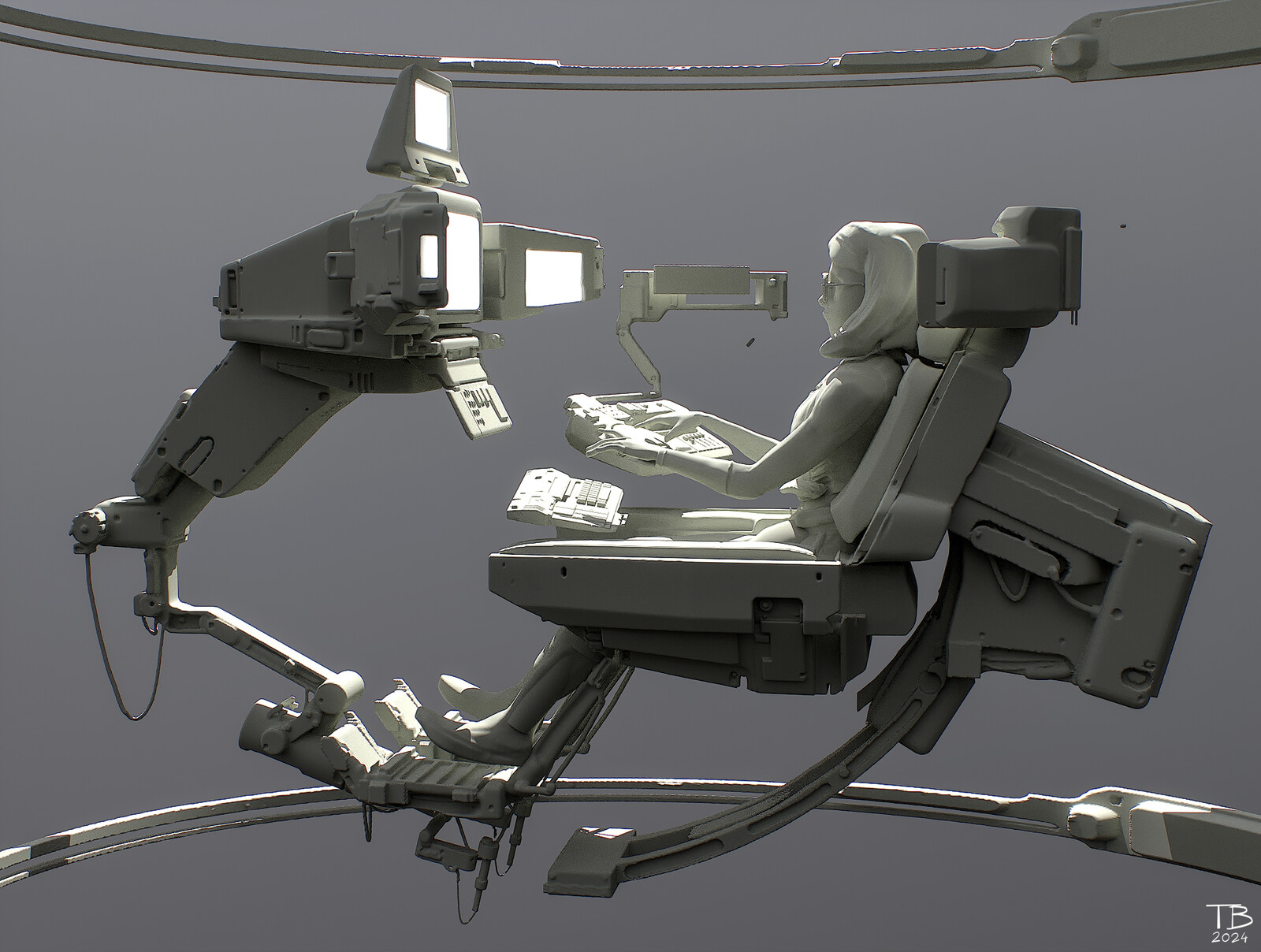 Maxxine's chair, too stiff but a good opportunity to try out some hard surface