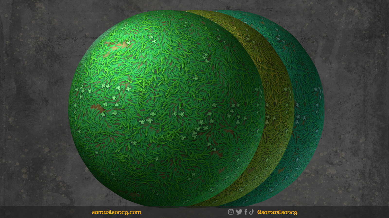 Stylized Grass Field and Clovers - PBR Tile Material
