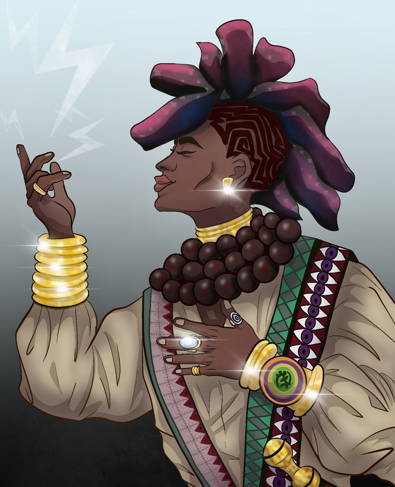 I decided to create an Afro-centric non-binary character