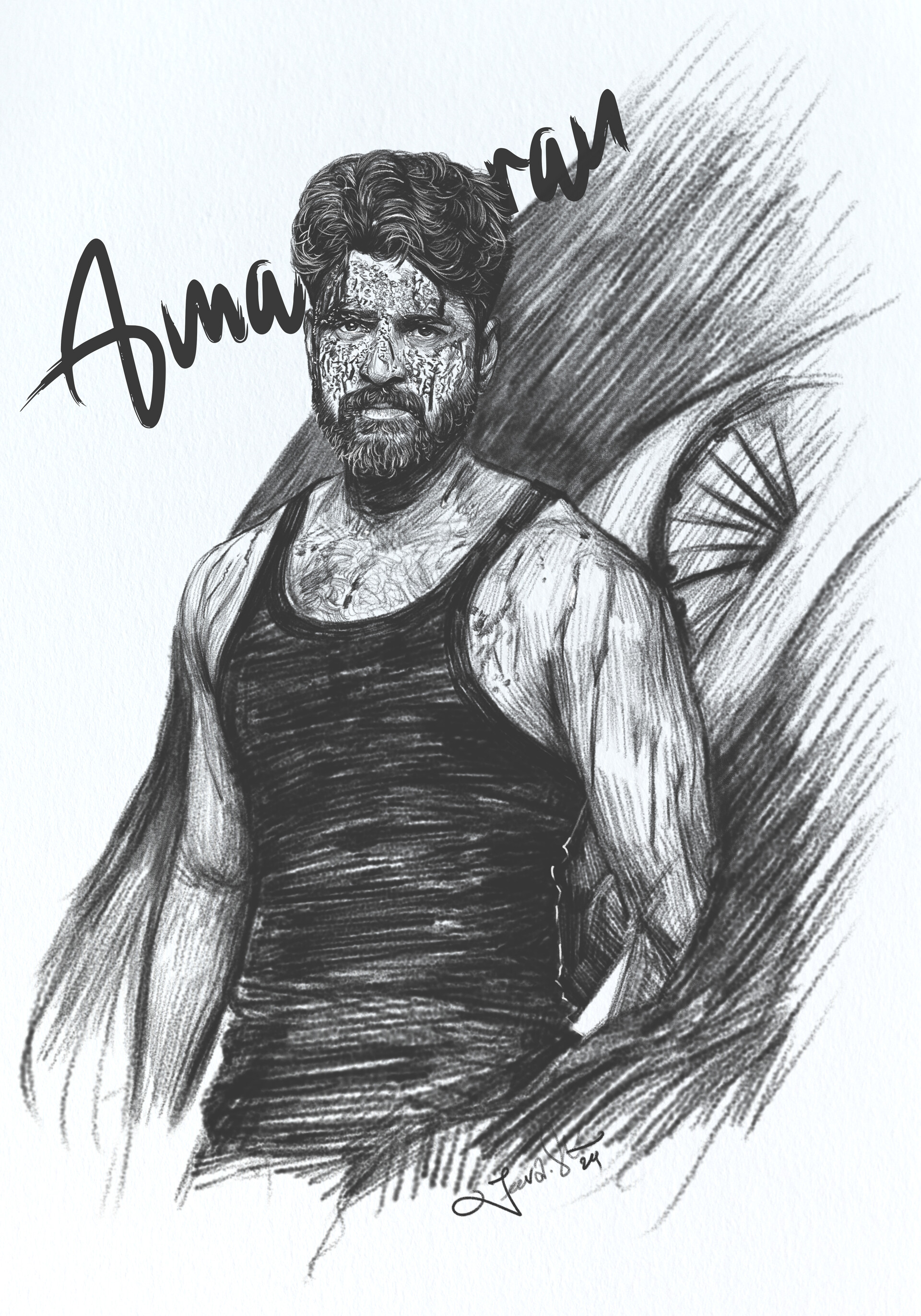 ArtStation - #Amaran Actor Siva Karthikeyan Charcoal Pencil Art 2024  #AmaranReleaseDate #AmaranFromOct31, image size:1920x2743