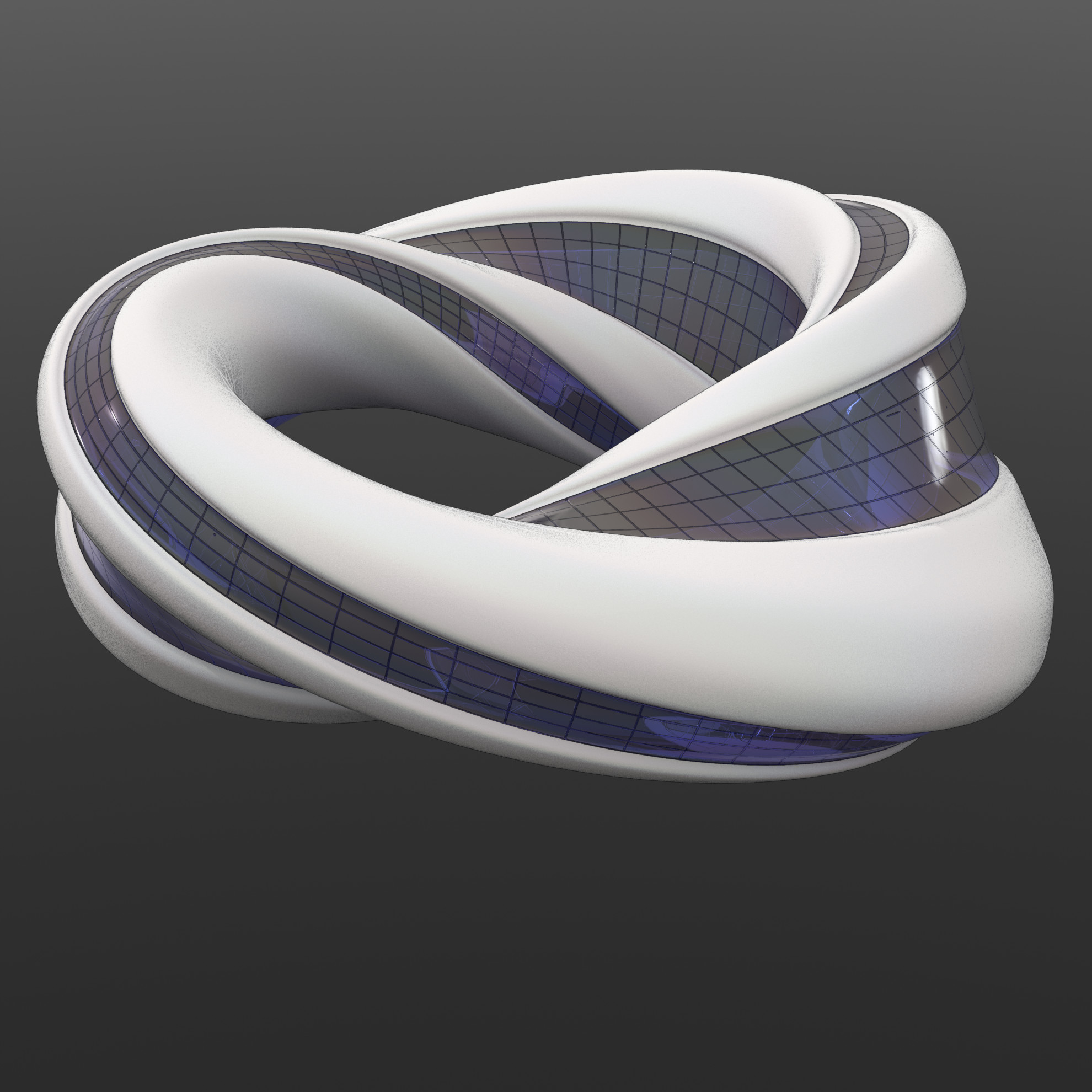 Complex möbius strip geometry to act as a deeply curvilinear building - PBR materials.
