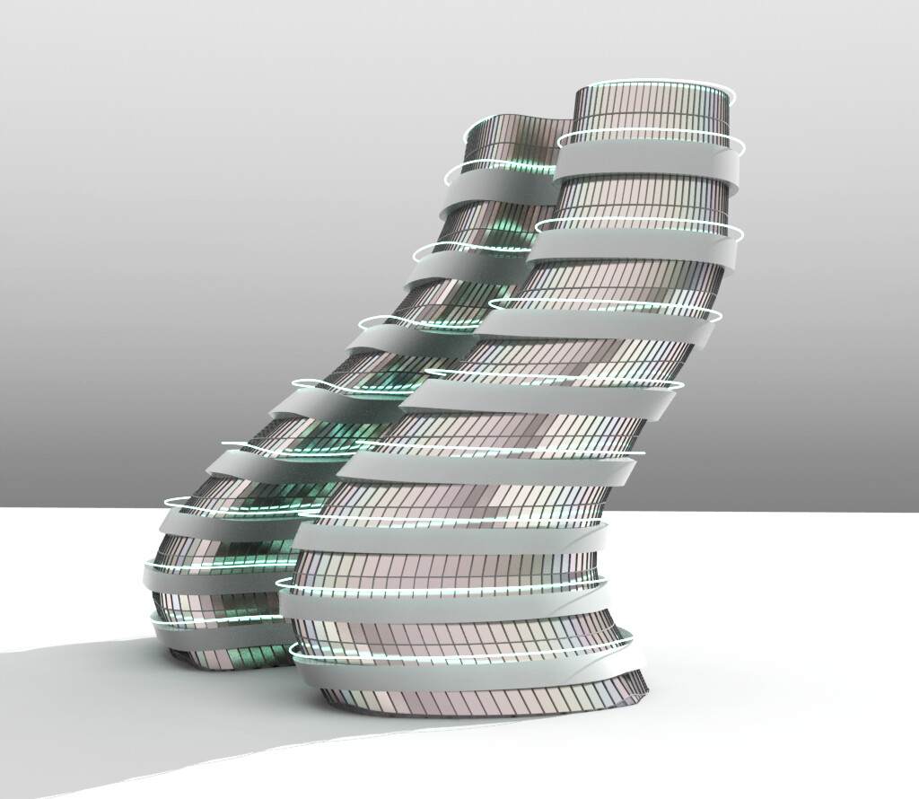Procedural building model using multiple splines for form-finding