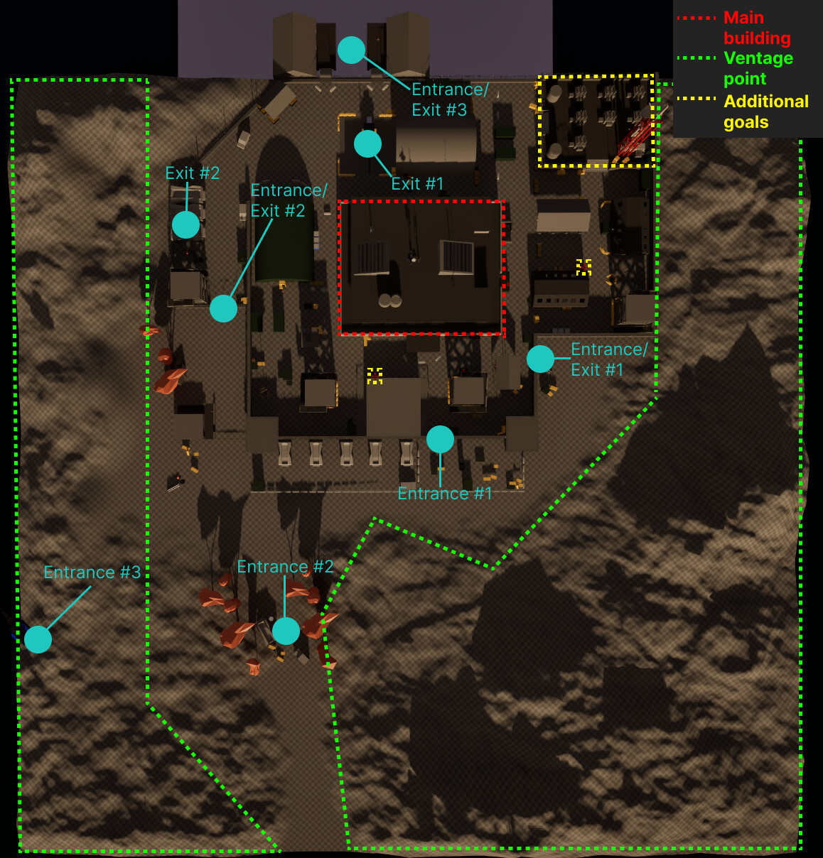 The map of the level without underground zone.