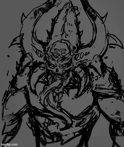 Khorne herald half body portrait process