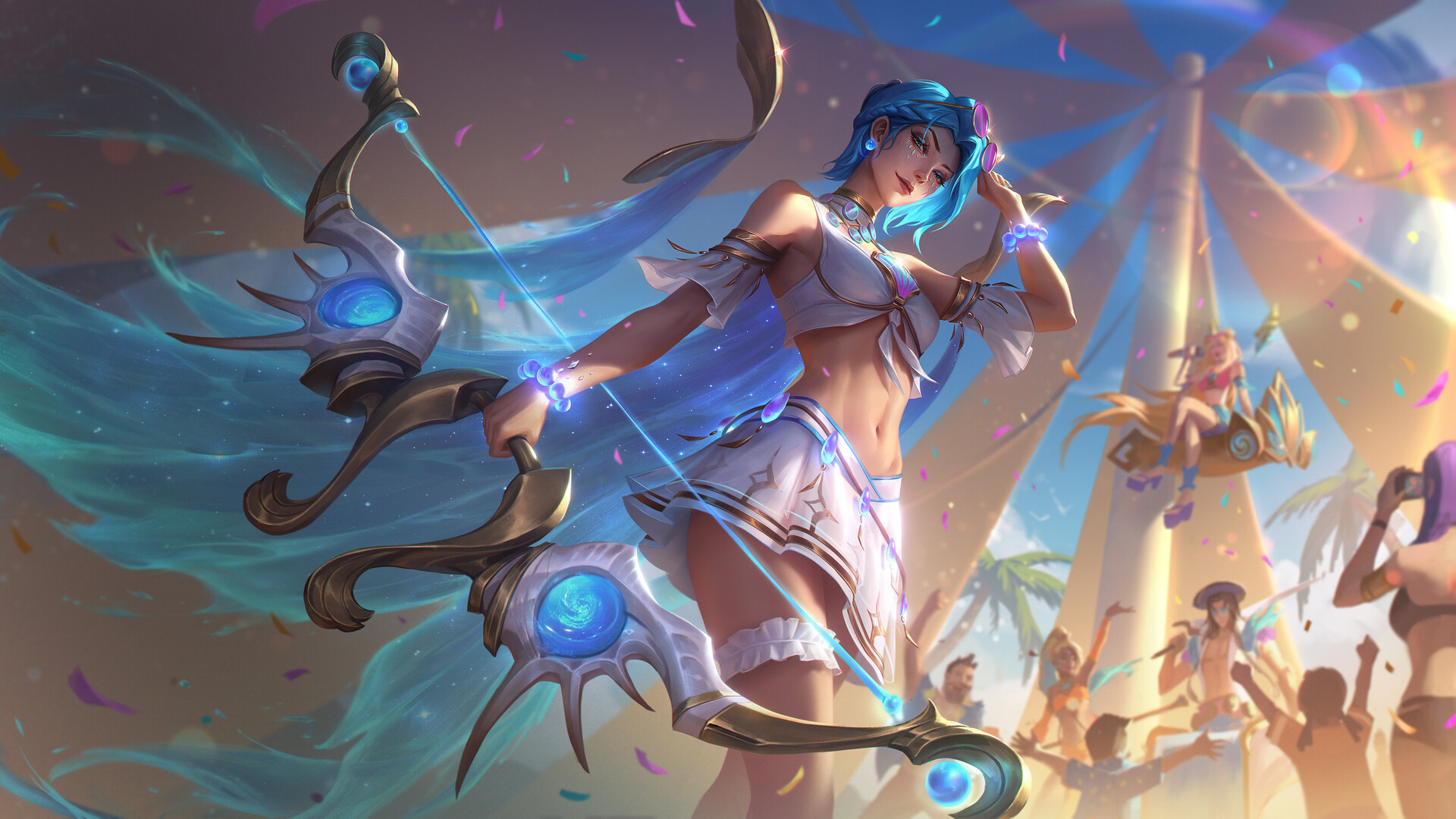 ArtStation - 绘制了海之歌艾希冰爽浪花臻彩插画Ocean Song Ashe, image size:1920x1080