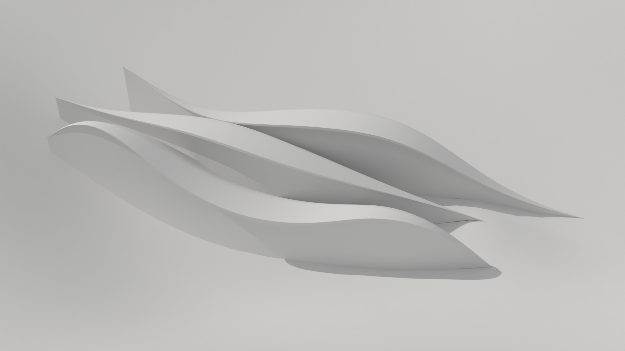 Procedural building model using multiple splines for form-finding - playing with curvilinear concepts to match curving topography. White Model materials.