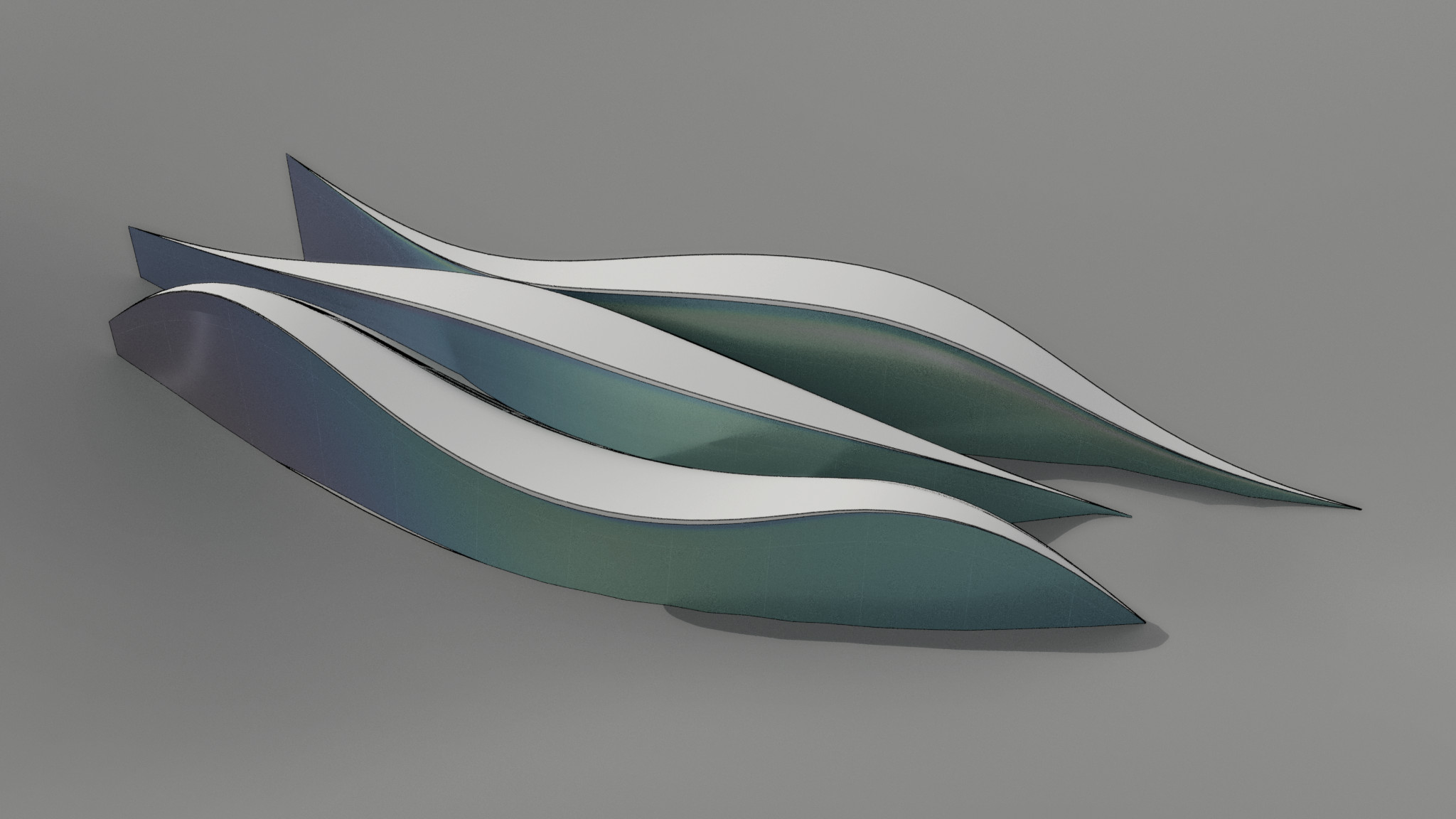 Procedural building model using multiple splines for form-finding - playing with curvilinear concepts to match curving topography. Tech Illustration materials.