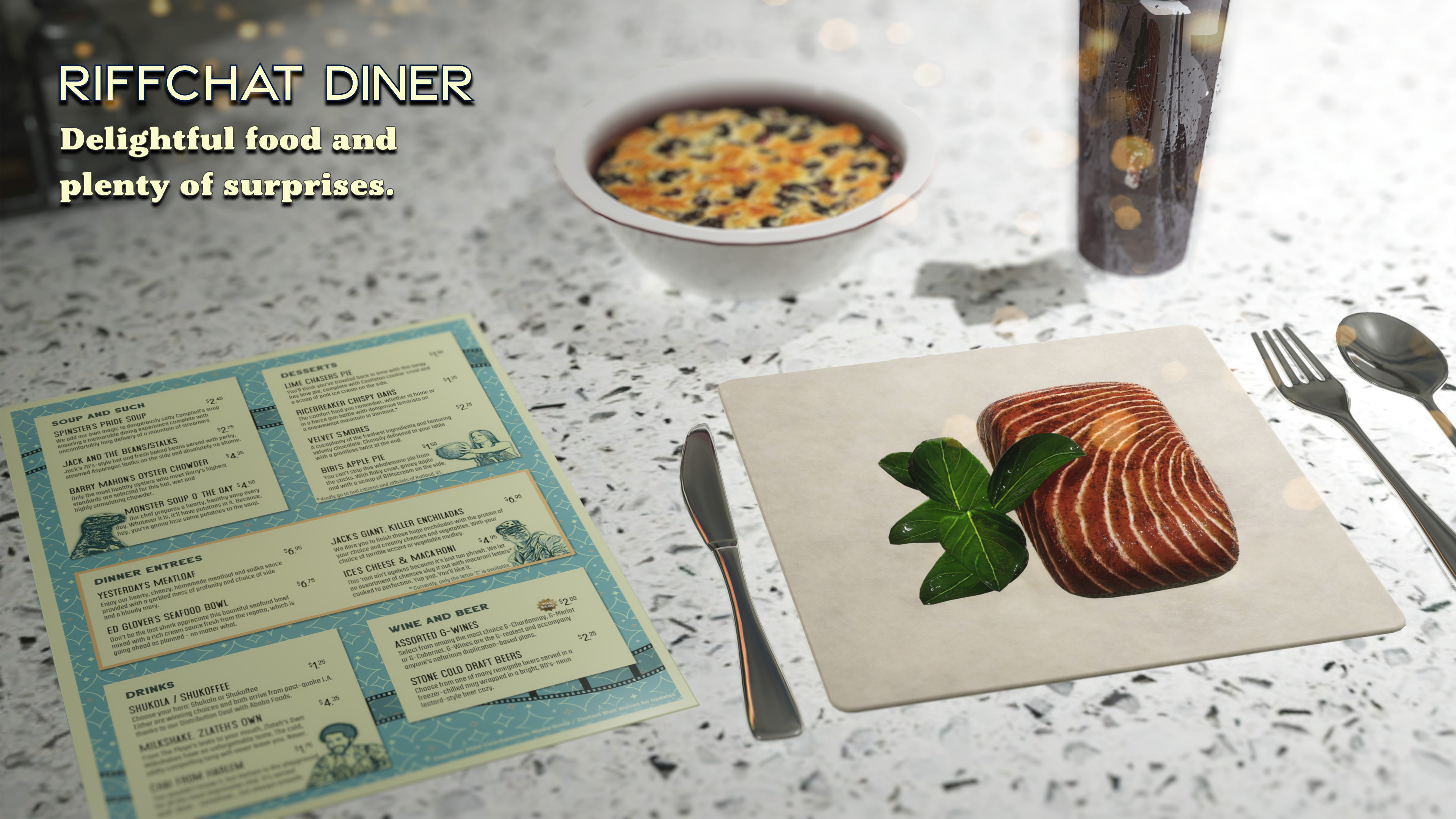 RiffChat Diner Demo 4K Wallpaper: Menu Side 2