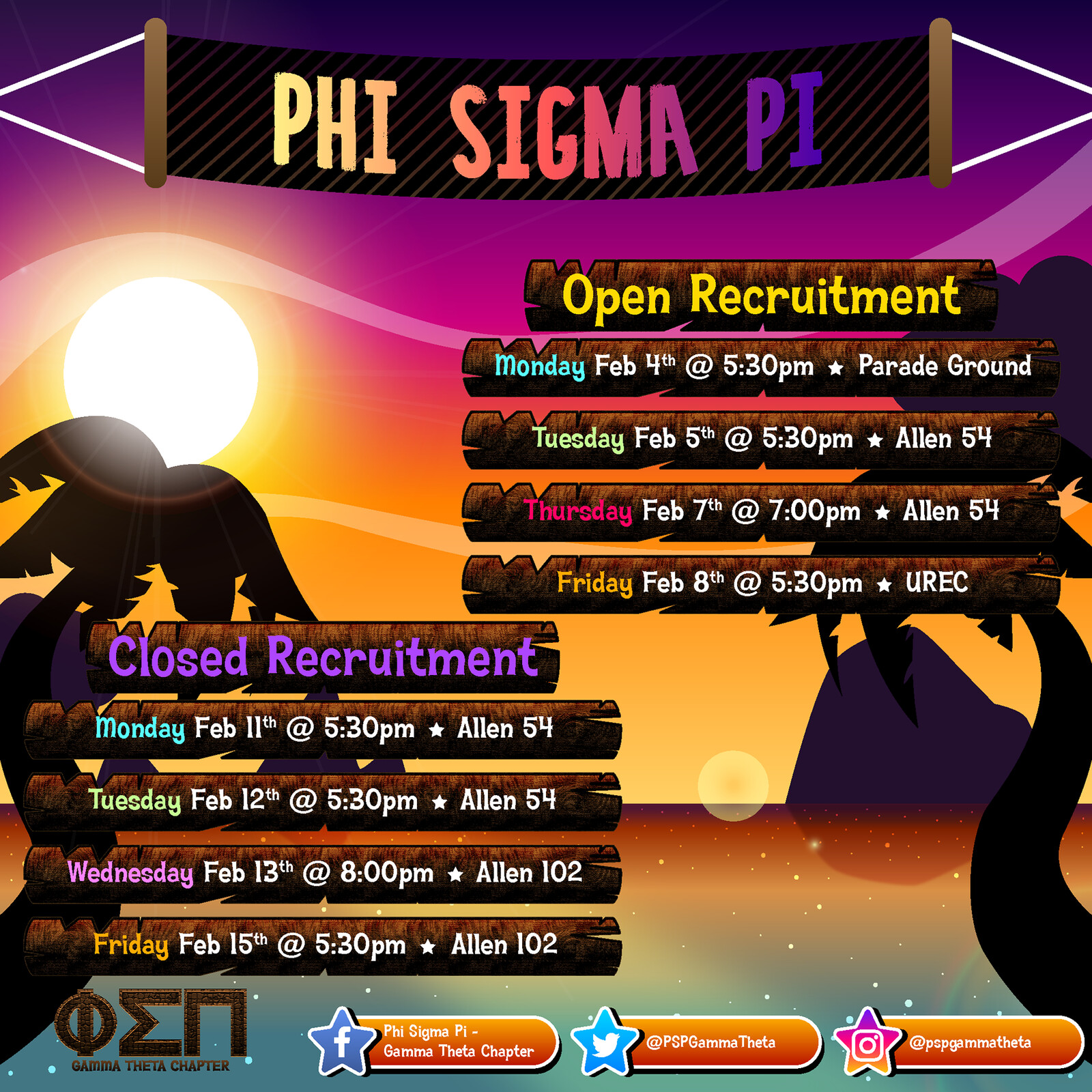 PSP Open &amp; Closed Recruitment Flyer | Spring 2019