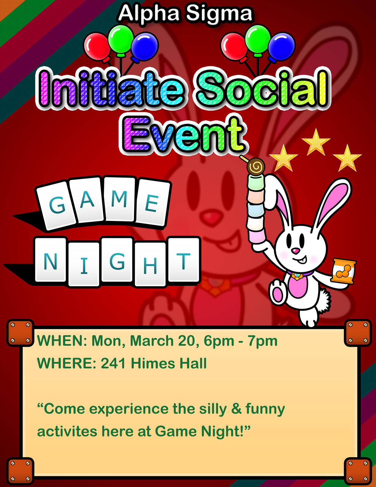 Initial Social Event - Game Night Flyer