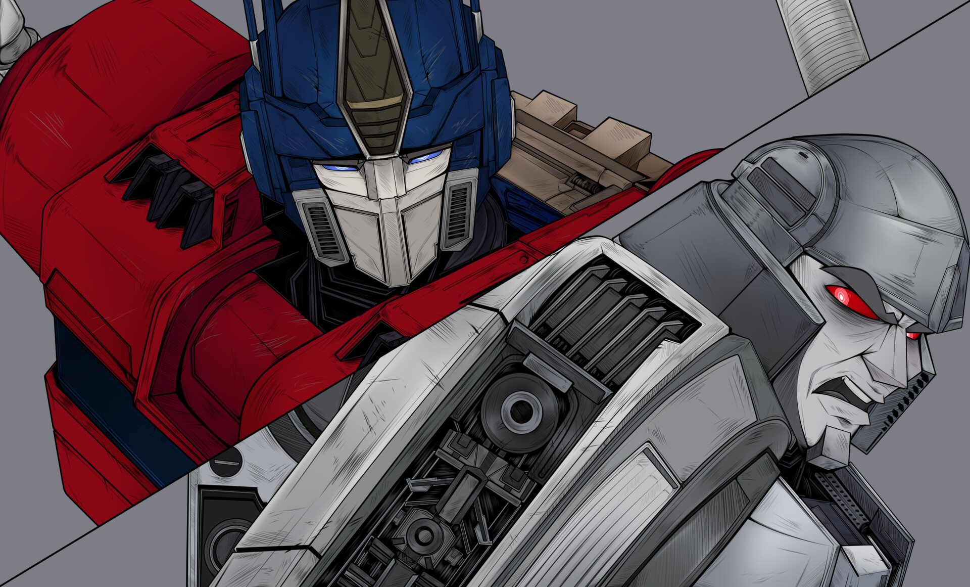 ArtStation Optimus Prime and Megatron Arise-Transformers: One