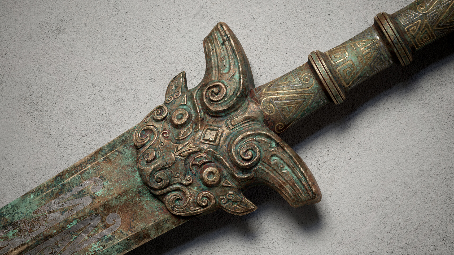 ArtStation - 青铜金银错绿松石嵌剑/Chinese Sword