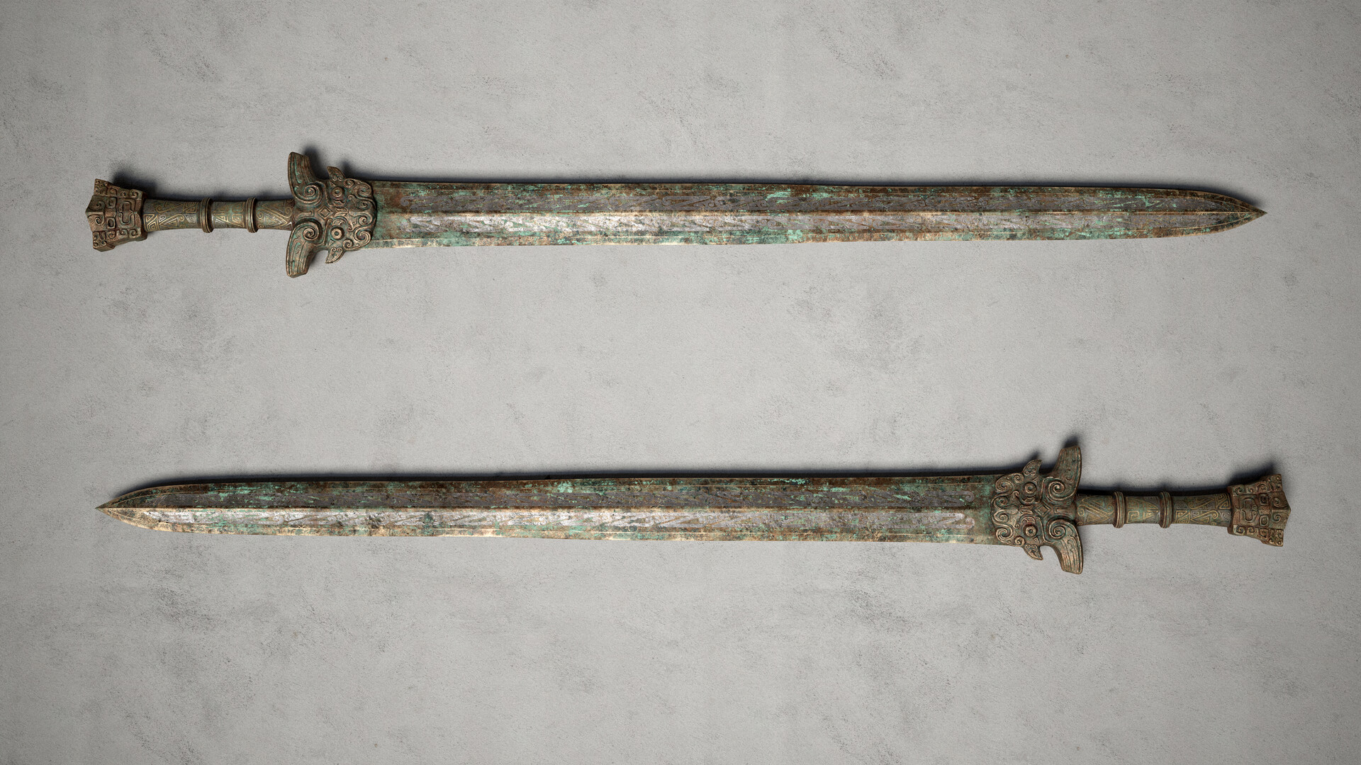 ArtStation - 青铜金银错绿松石嵌剑/Chinese Sword