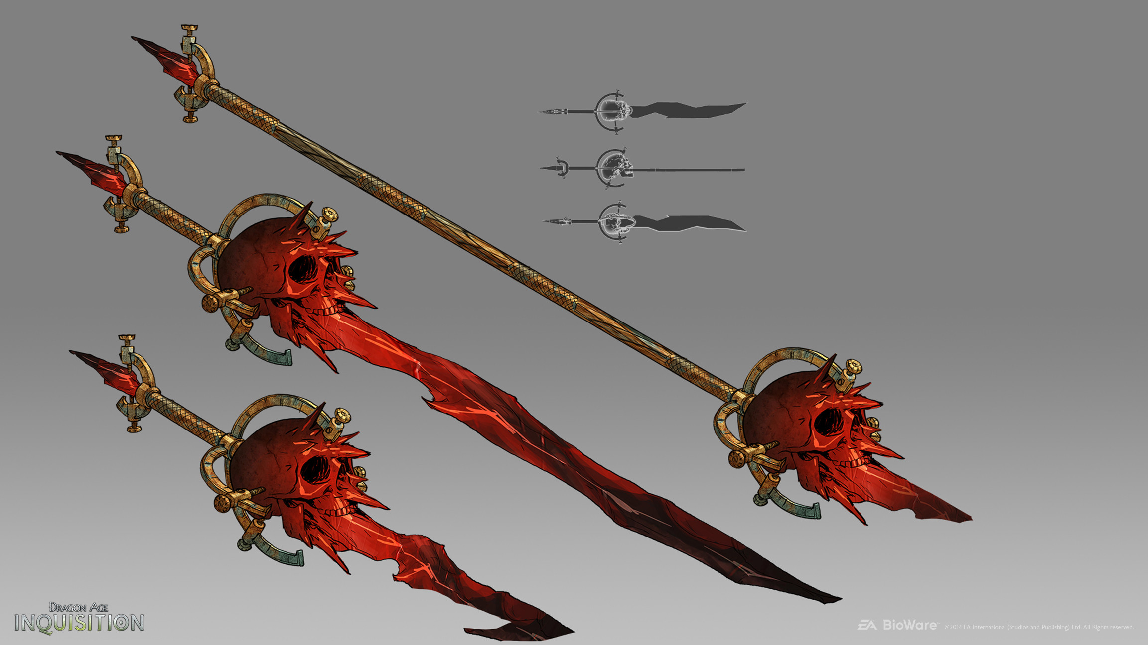 Red lyrium weapons "grown" from skulls