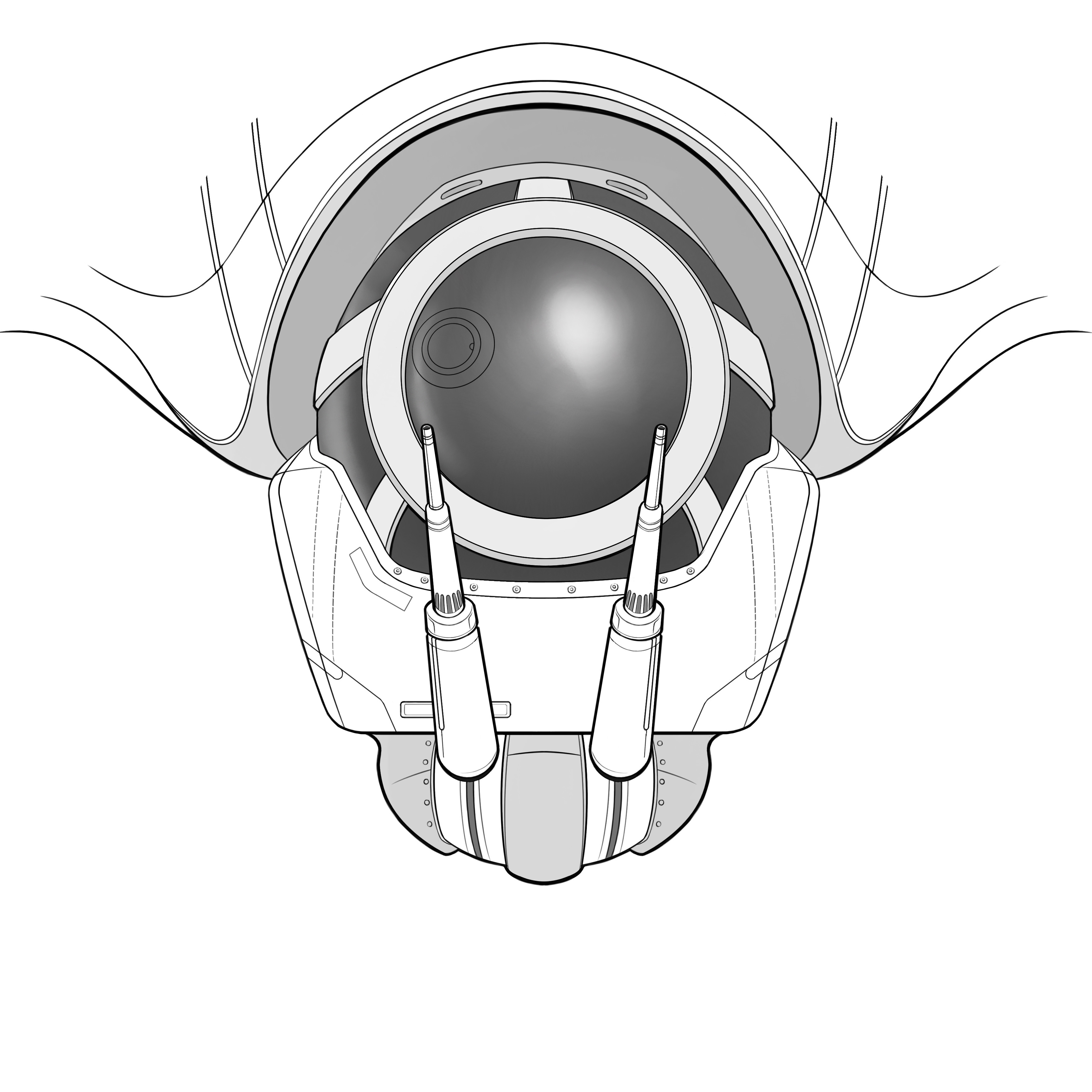 Spaceship Concept Sketch Front View