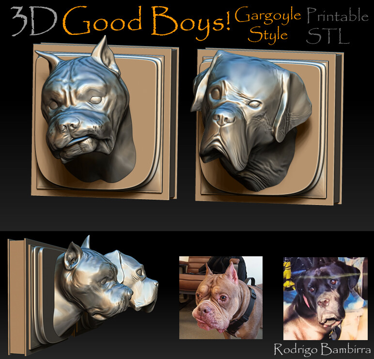 ArtStation - 3D Lovely Dogs - Gargoyle Style for 3Dprinting!!!