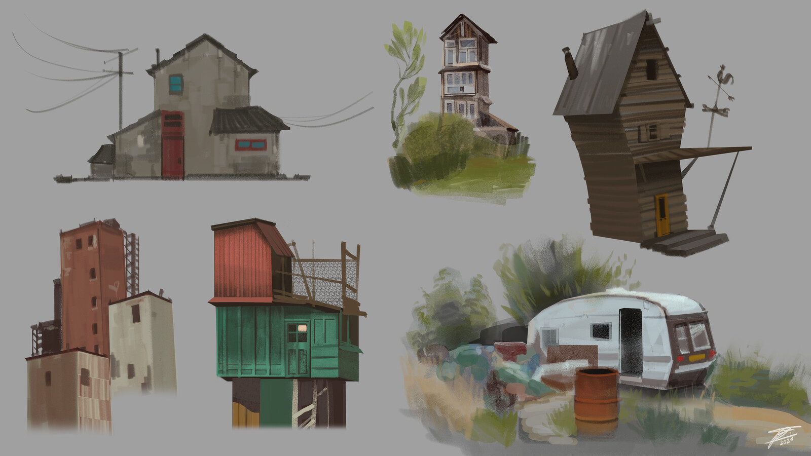 Color Sketches - Shelters