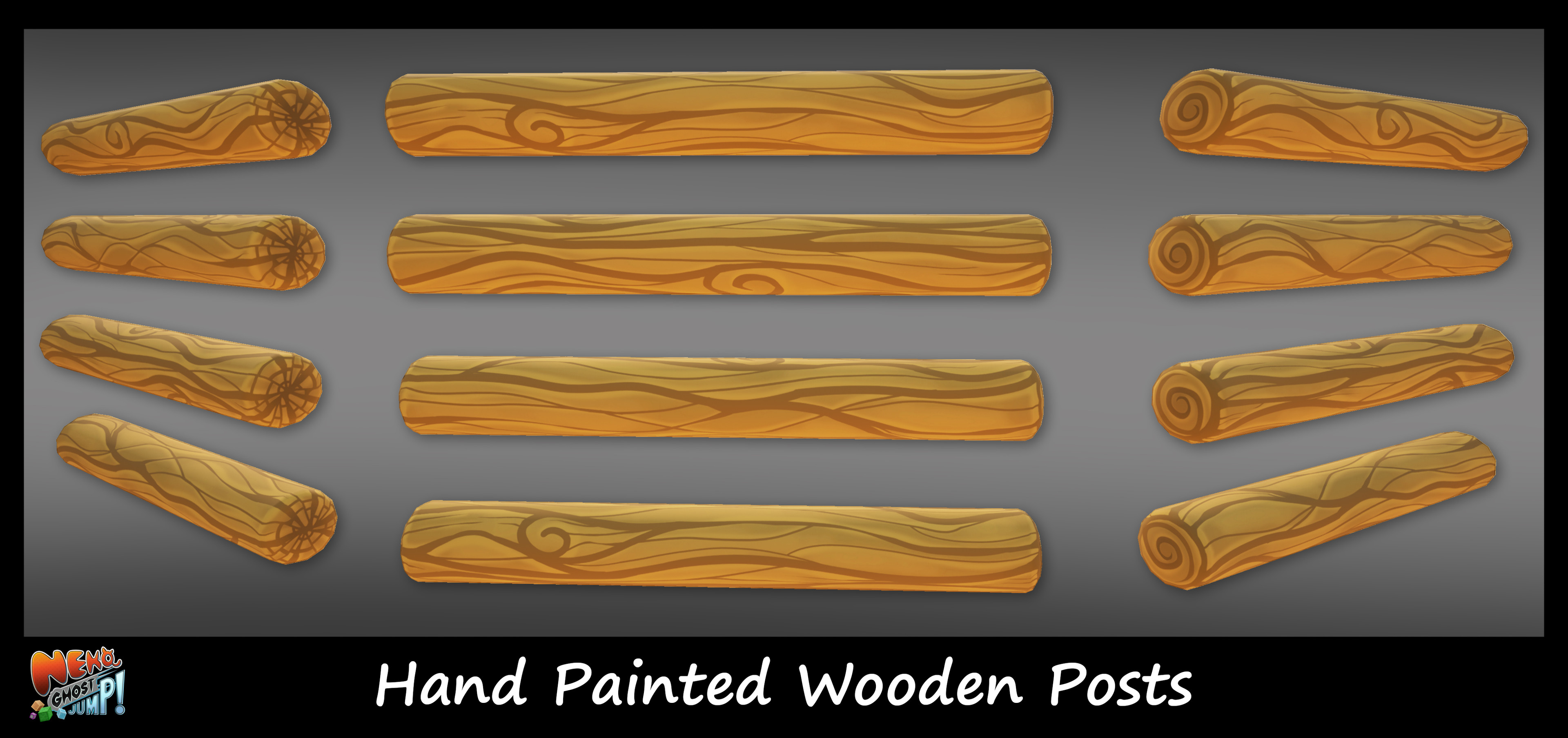Low polly wooden posts 