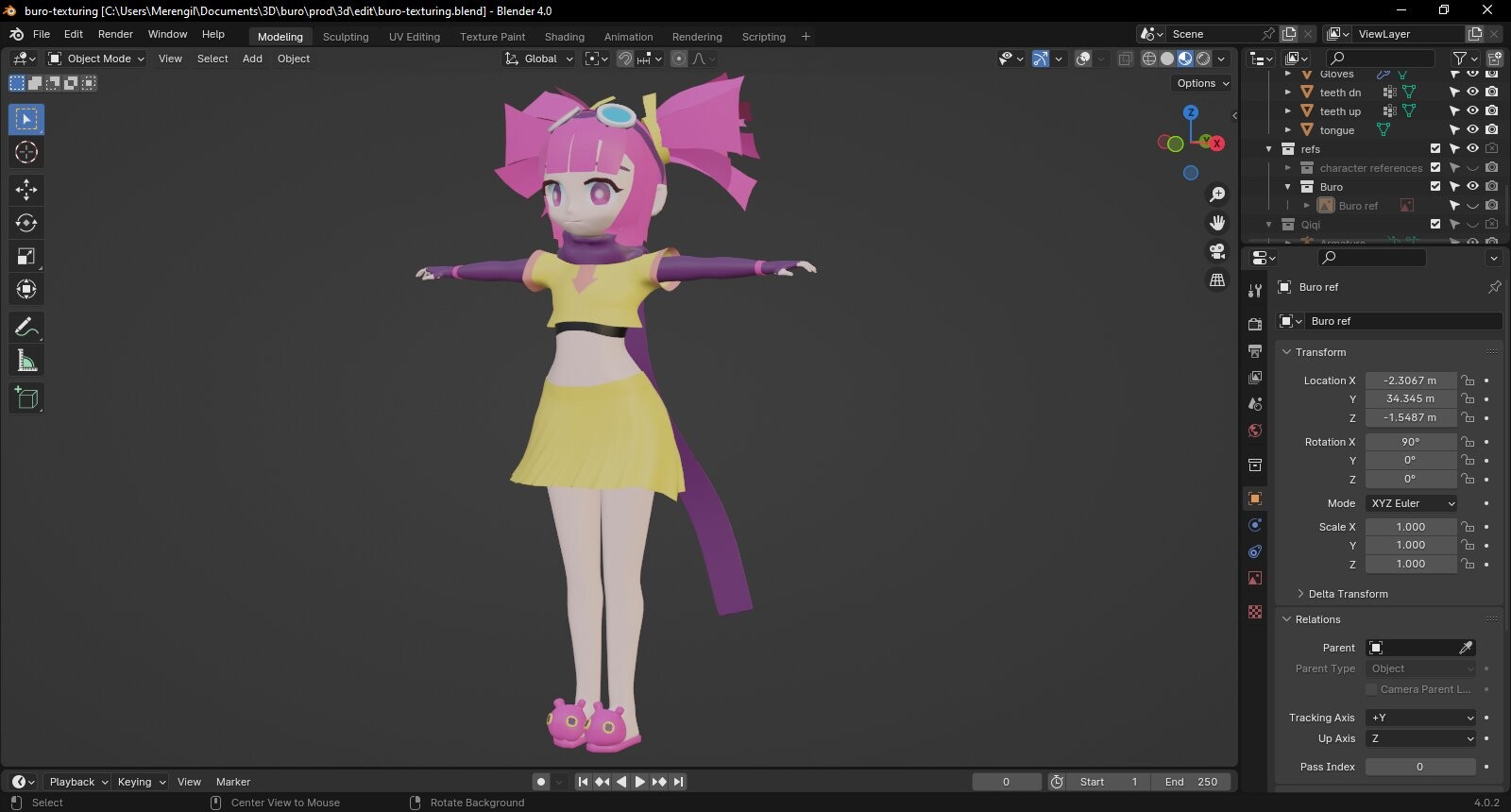 Day 2: Finished modeling, UV unwrapping, and a big part of texturing. 
