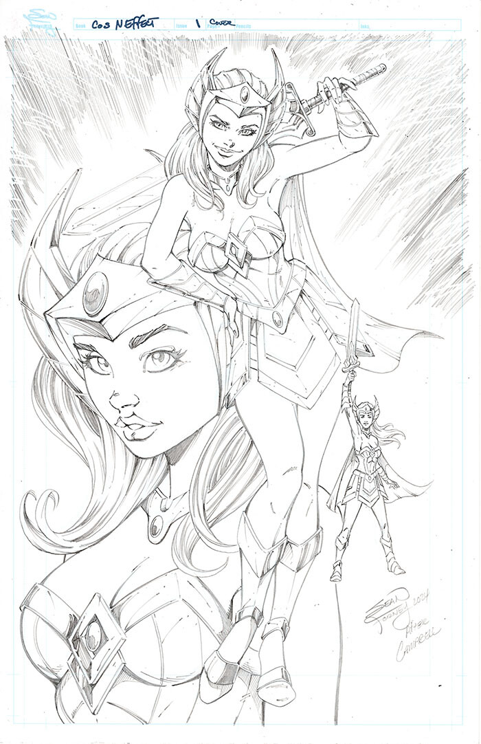 Cos &amp; Effect SDCC 2024 Cover 
"She-Ra" cosplay cover 

homage to J. Scott Campbell 

Lines and colors by Sean Forney