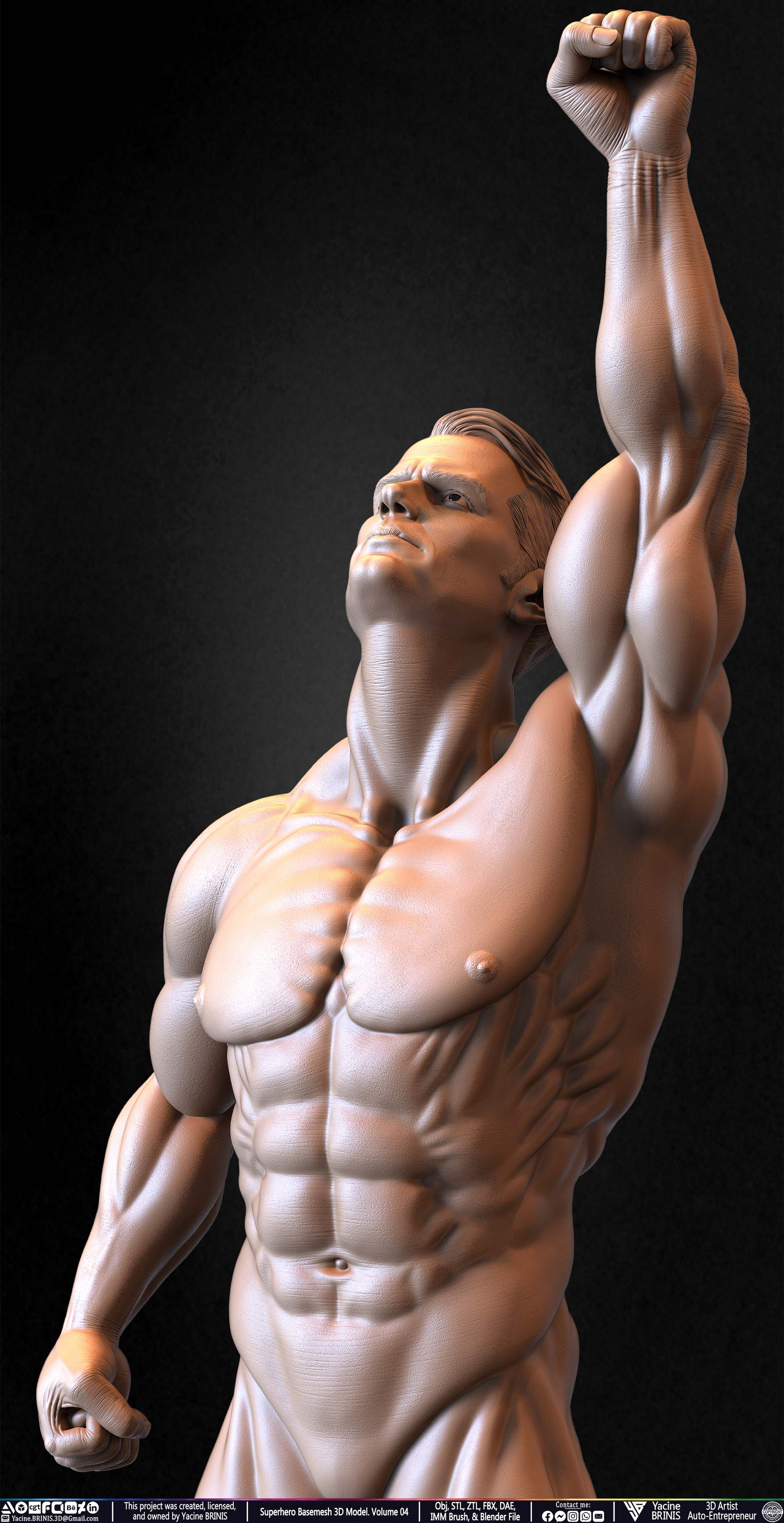 SuperHero Basemesh 3D Model Pose 04 Superman - Henry Kevill - Man of Steel-  Sculpted by Yacine BRINIS Set 009