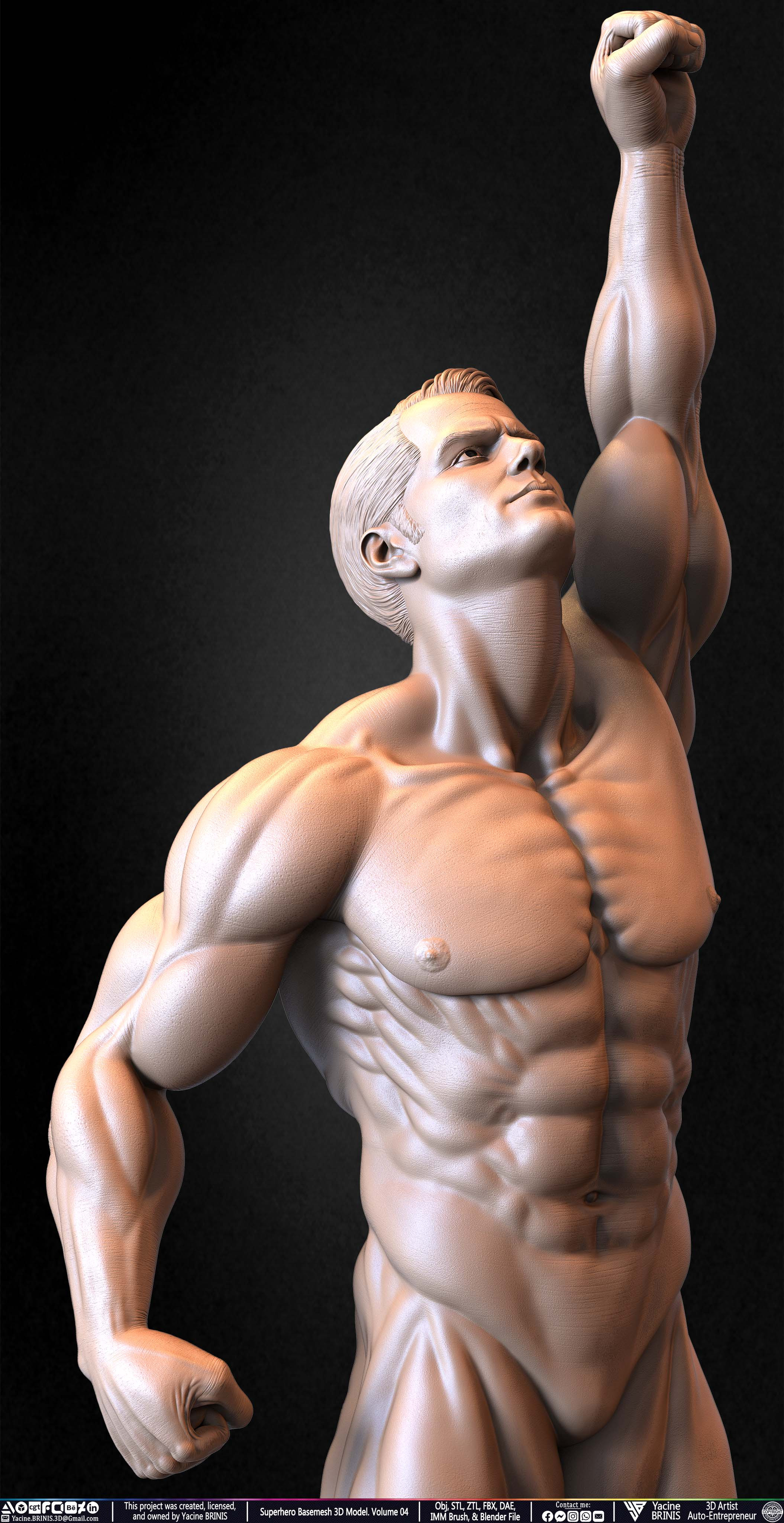 SuperHero Basemesh 3D Model Pose 04 Superman - Henry Kevill - Man of Steel-  Sculpted by Yacine BRINIS Set 010