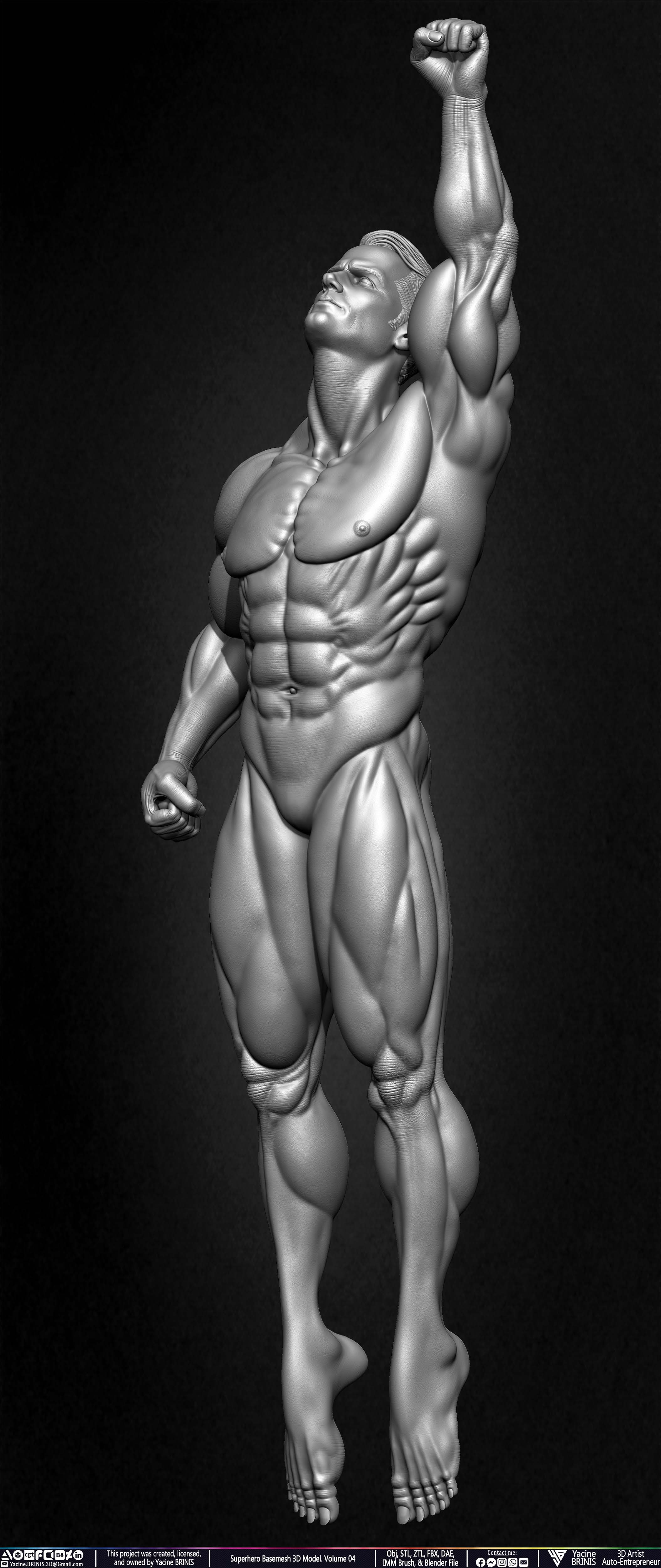 SuperHero Basemesh 3D Model Pose 04 Superman - Henry Kevill - Man of Steel-  Sculpted by Yacine BRINIS Set 012