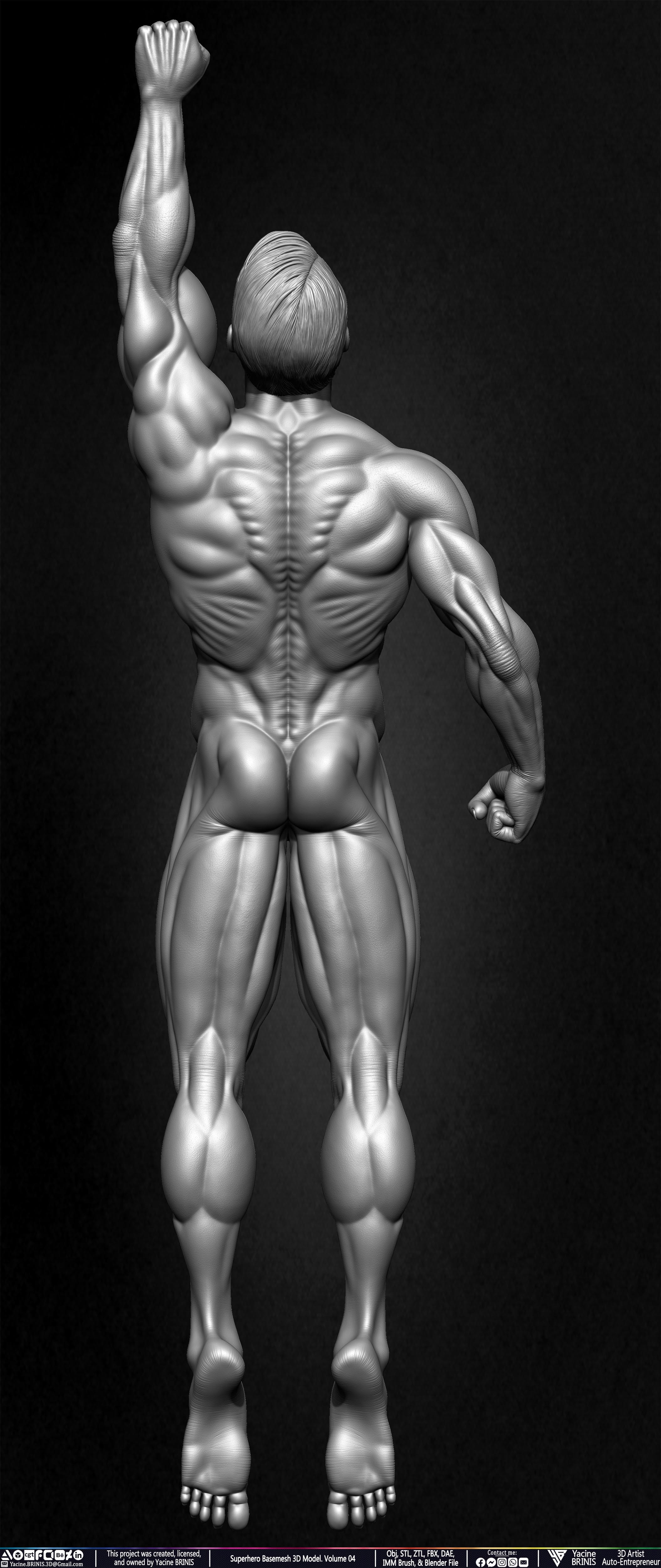 SuperHero Basemesh 3D Model Pose 04 Superman - Henry Kevill - Man of Steel-  Sculpted by Yacine BRINIS Set 014