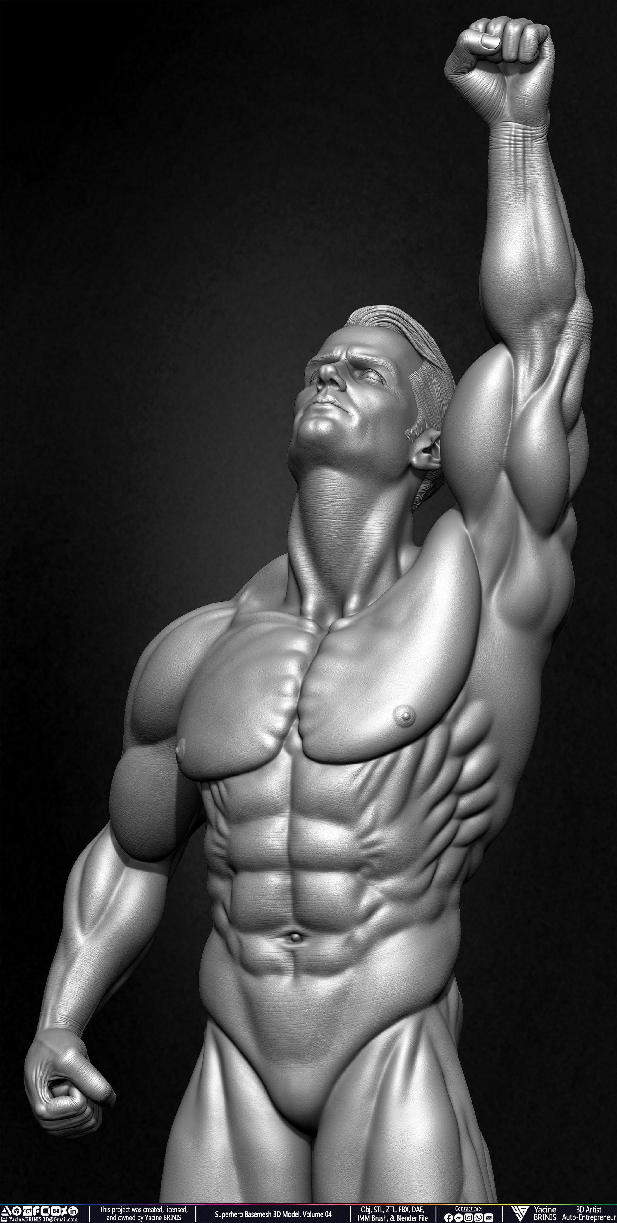 SuperHero Basemesh 3D Model Pose 04 Superman - Henry Kevill - Man of Steel-  Sculpted by Yacine BRINIS Set 016