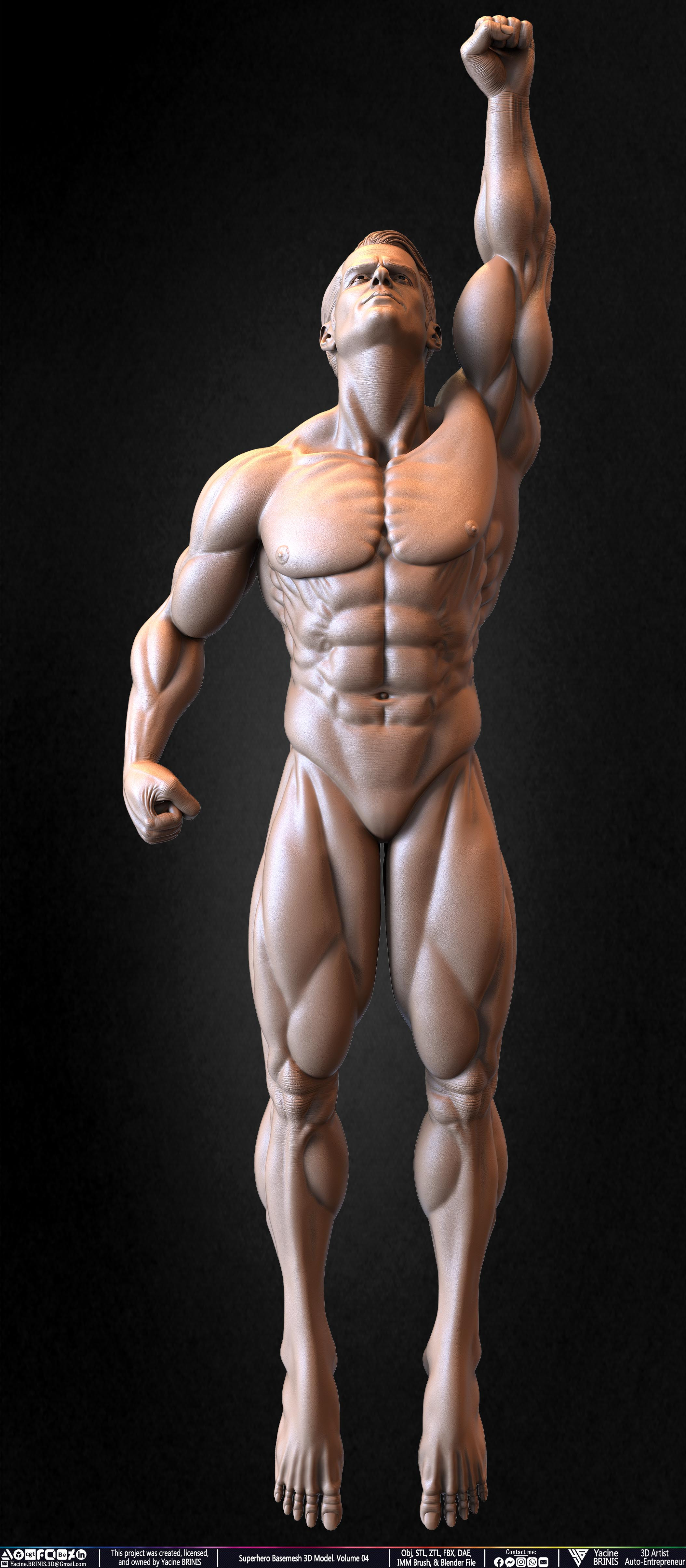 SuperHero Basemesh 3D Model Pose 04 Superman - Henry Kevill - Man of Steel-  Sculpted by Yacine BRINIS Set 019