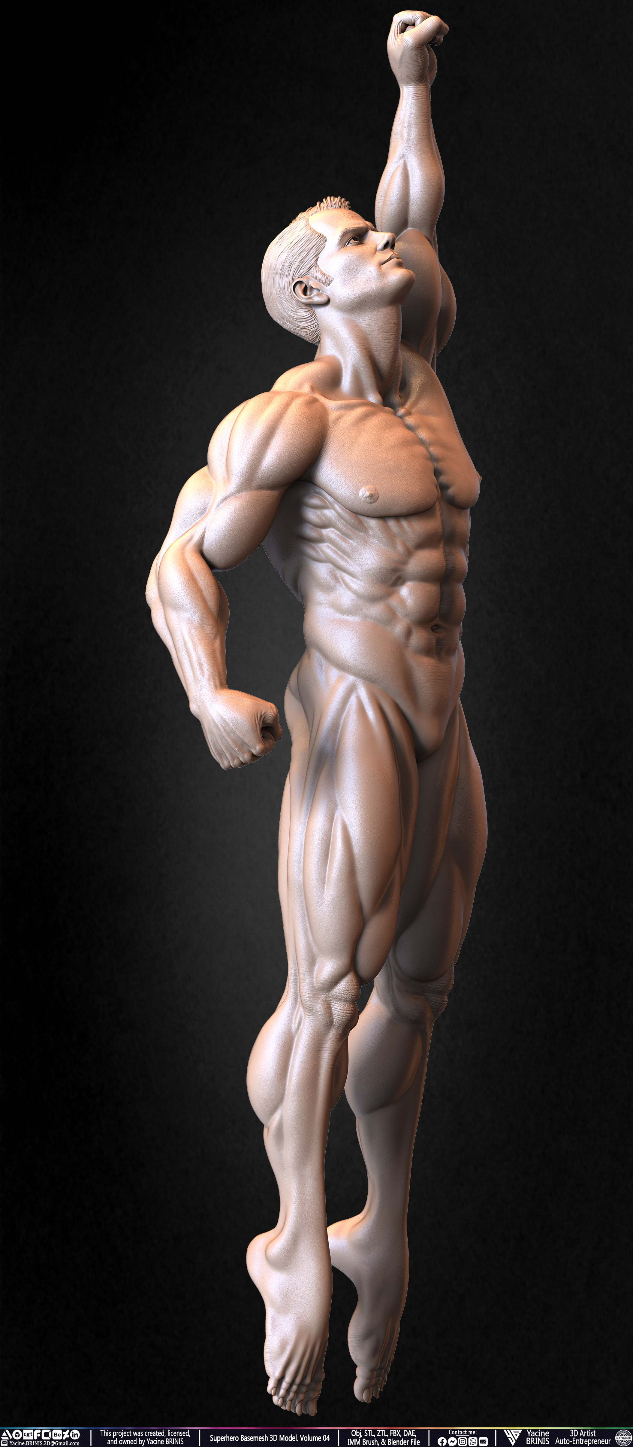 SuperHero Basemesh 3D Model Pose 04 Superman - Henry Kevill - Man of Steel-  Sculpted by Yacine BRINIS Set 021
