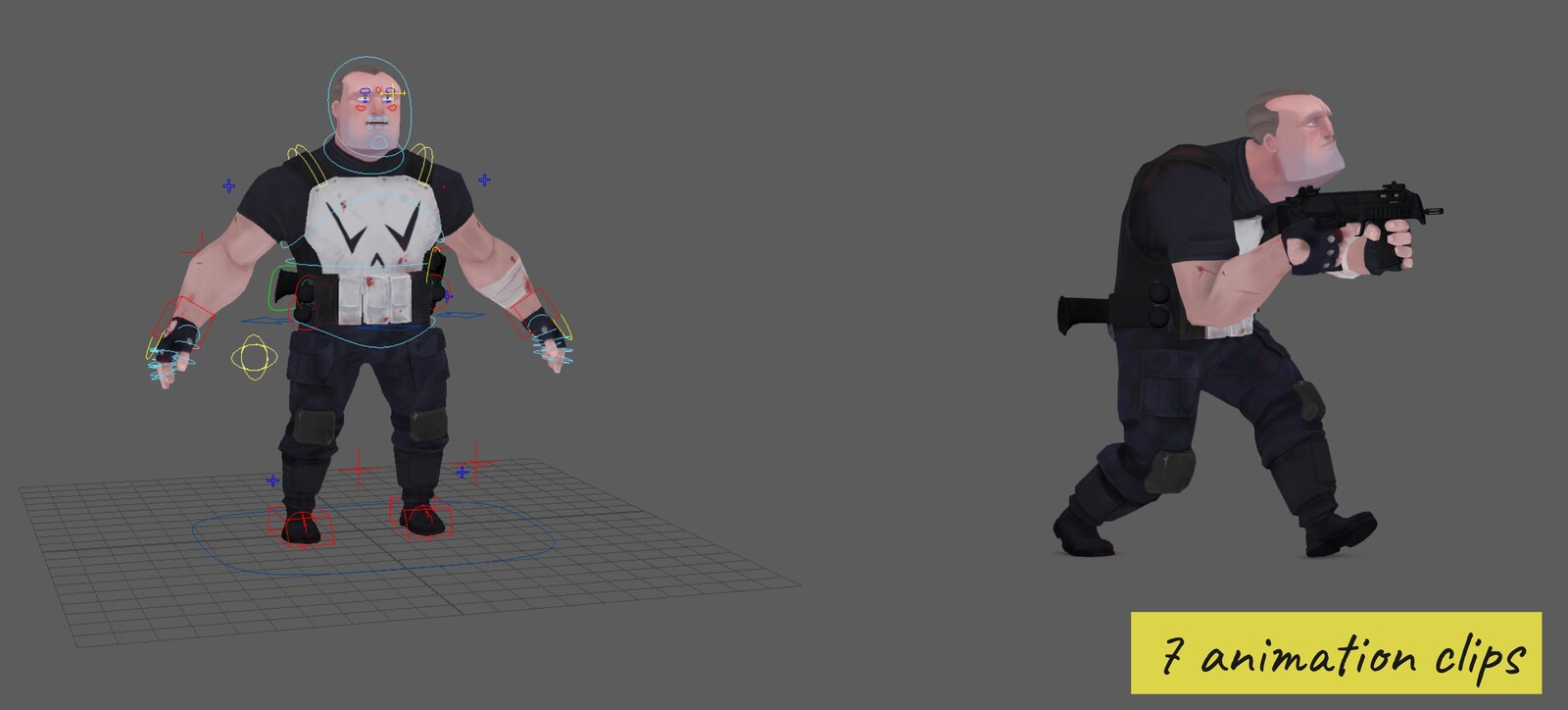 The Punisher, animation locomotion, 7 clips