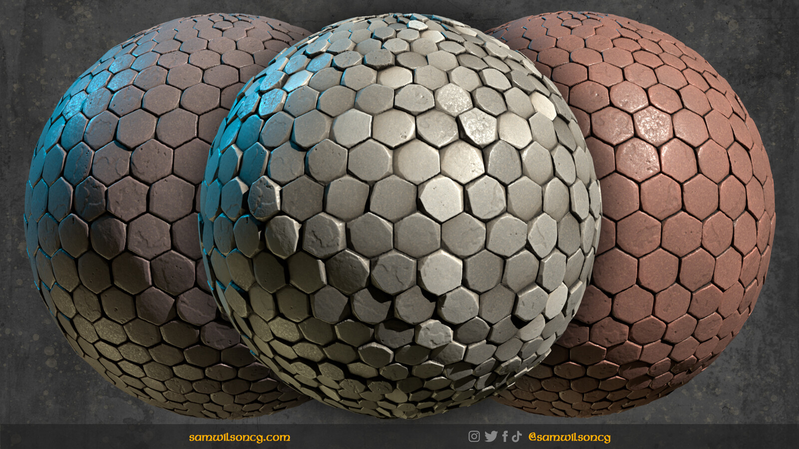 Stylized Hexagon Pavers Sidewalks - PBR Tile Material