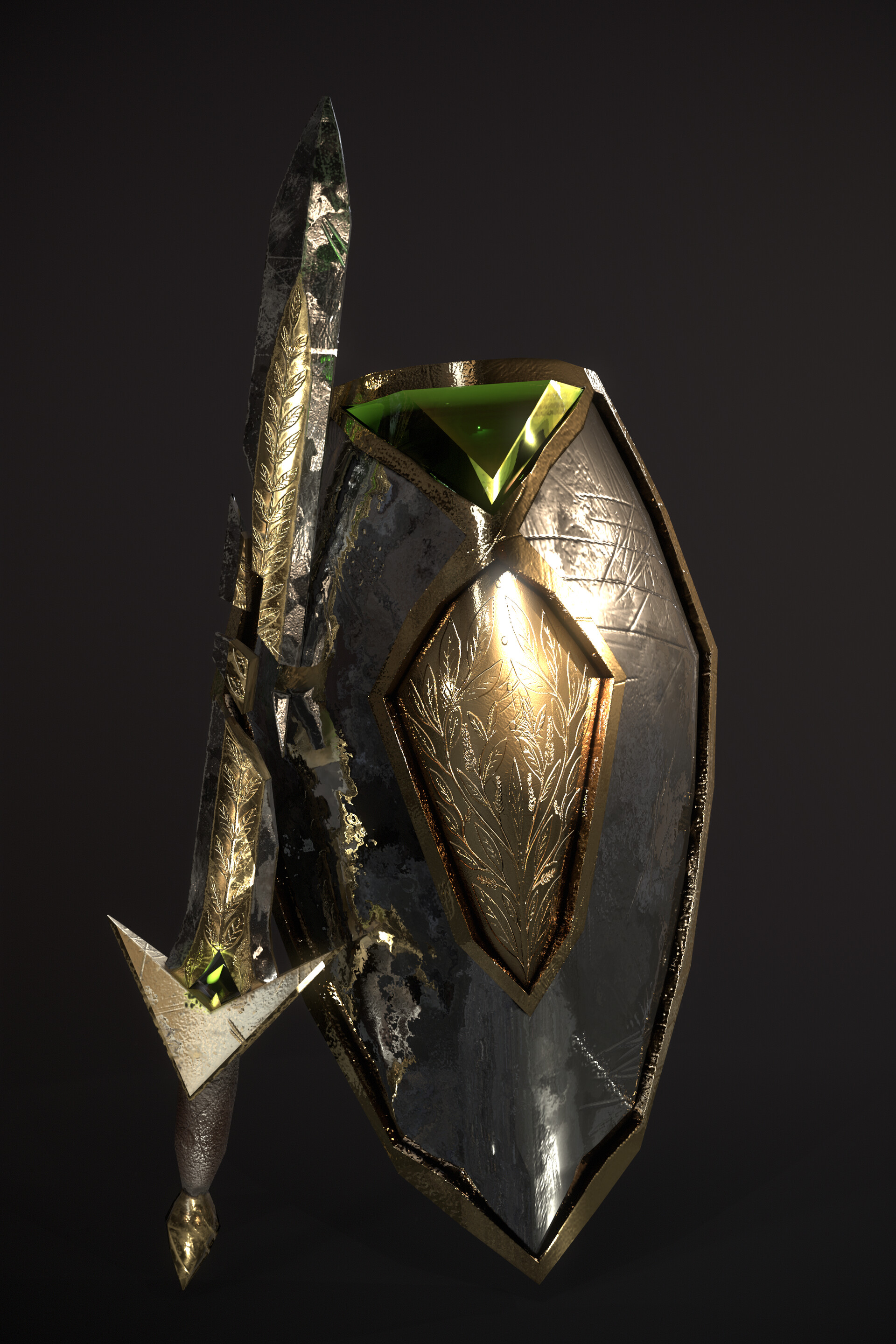 ArtStation - Elven inspired Sword and Shield ArtStation - Elven inspired Sword and Shield