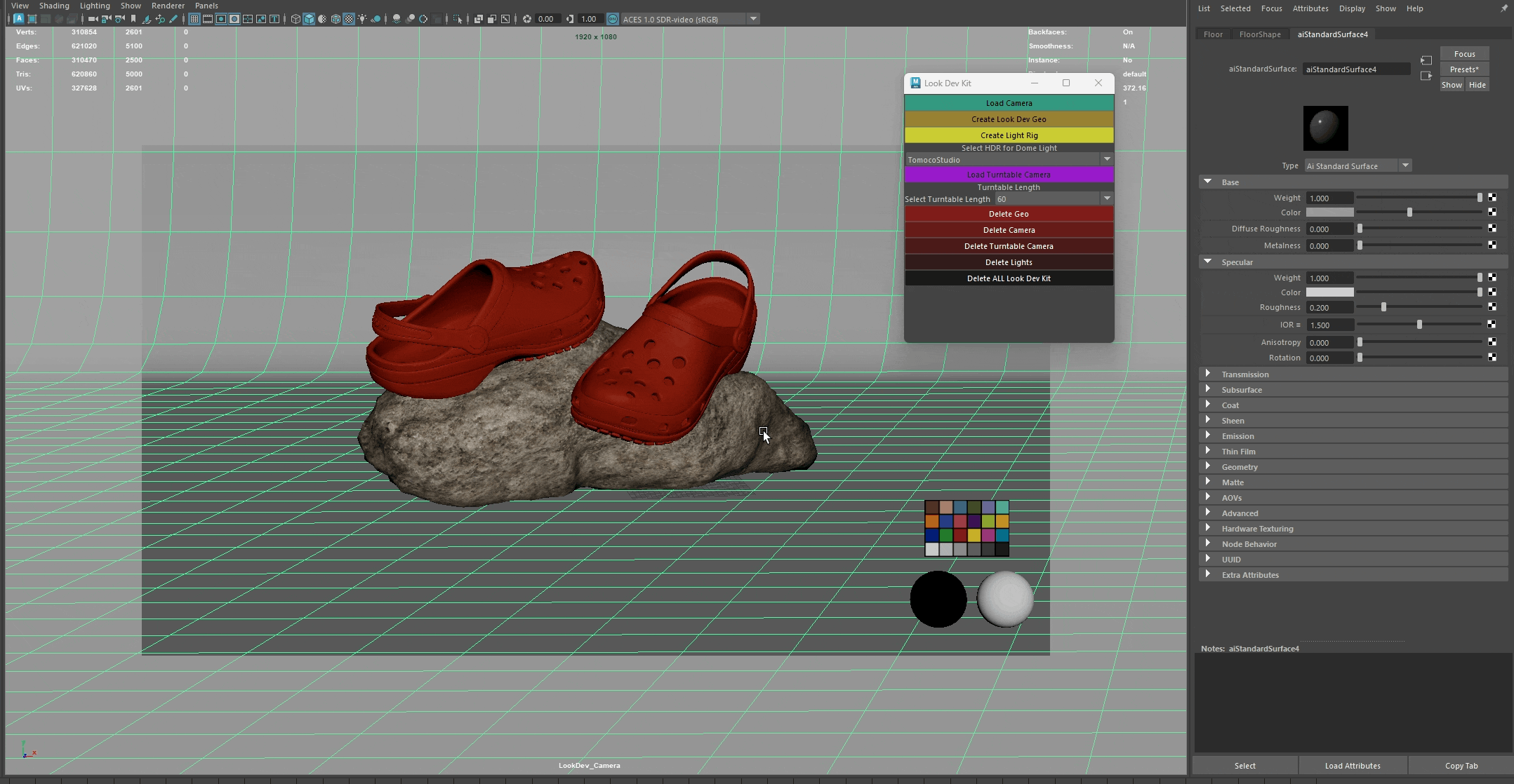 Create Look Dev geo like a mirror ball, matte ball and macbeth chart 