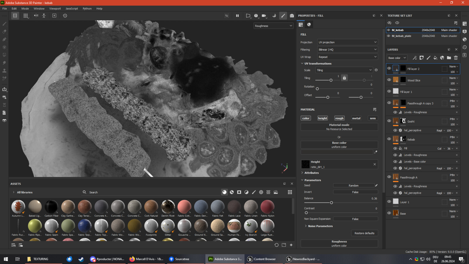 With only the color of the scans, the other parameters such as roughness are done mostly by eye, with some reference shots taken at capture time.