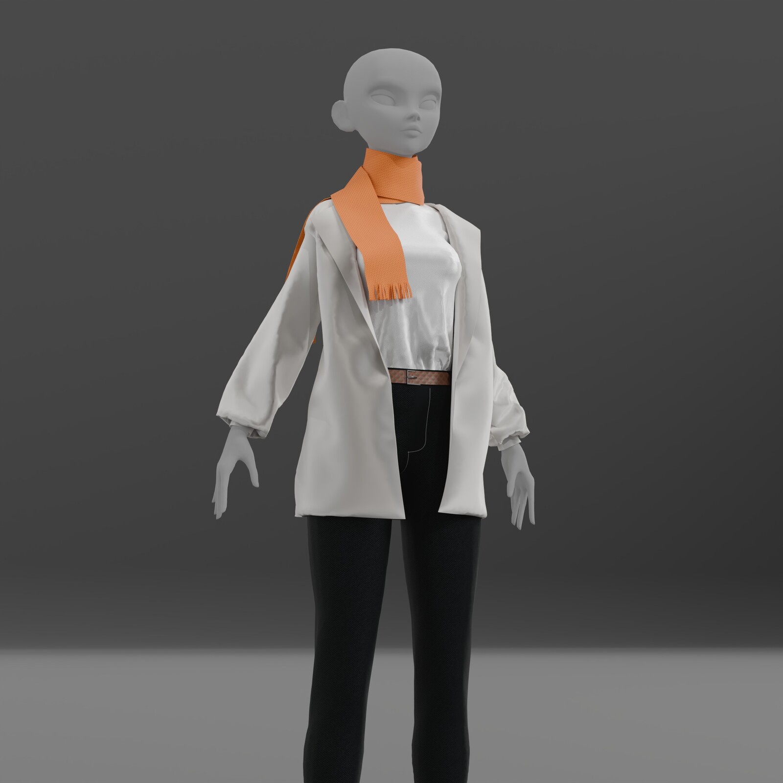 An autumn outfit with an orange scarf