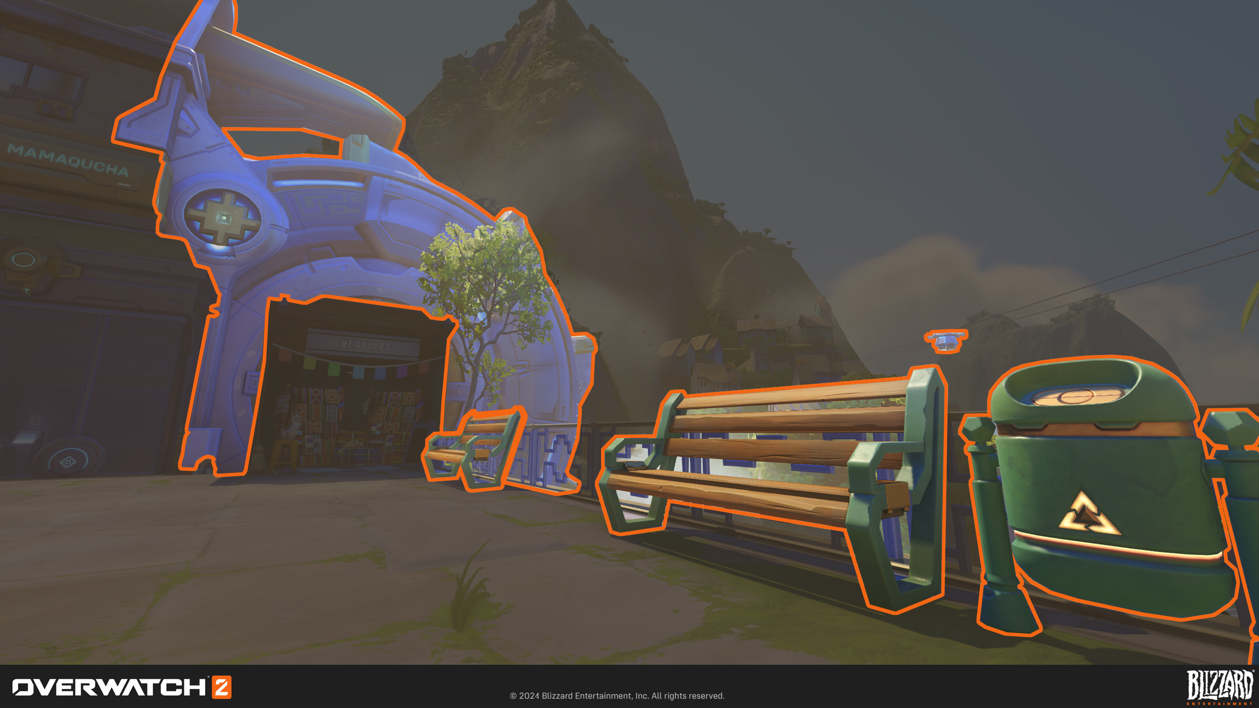 In this scene, I worked on nearby: Bench &amp; Trash Can, and Gondolas in the background.