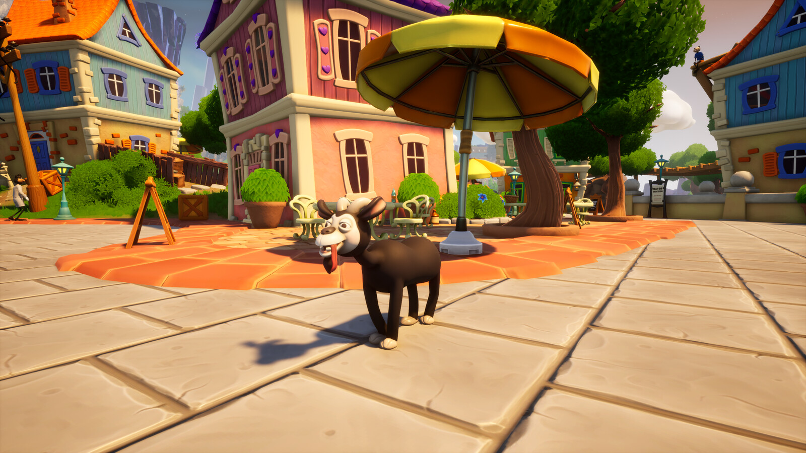 In game screenshot of toon goat in its natural environment