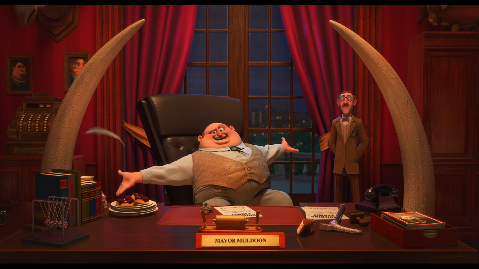 Nut Job 2 - Surfacing for Character : Mayors Assistant , Environment : Mayors Office, Tusks, Desk,Mayors Chair